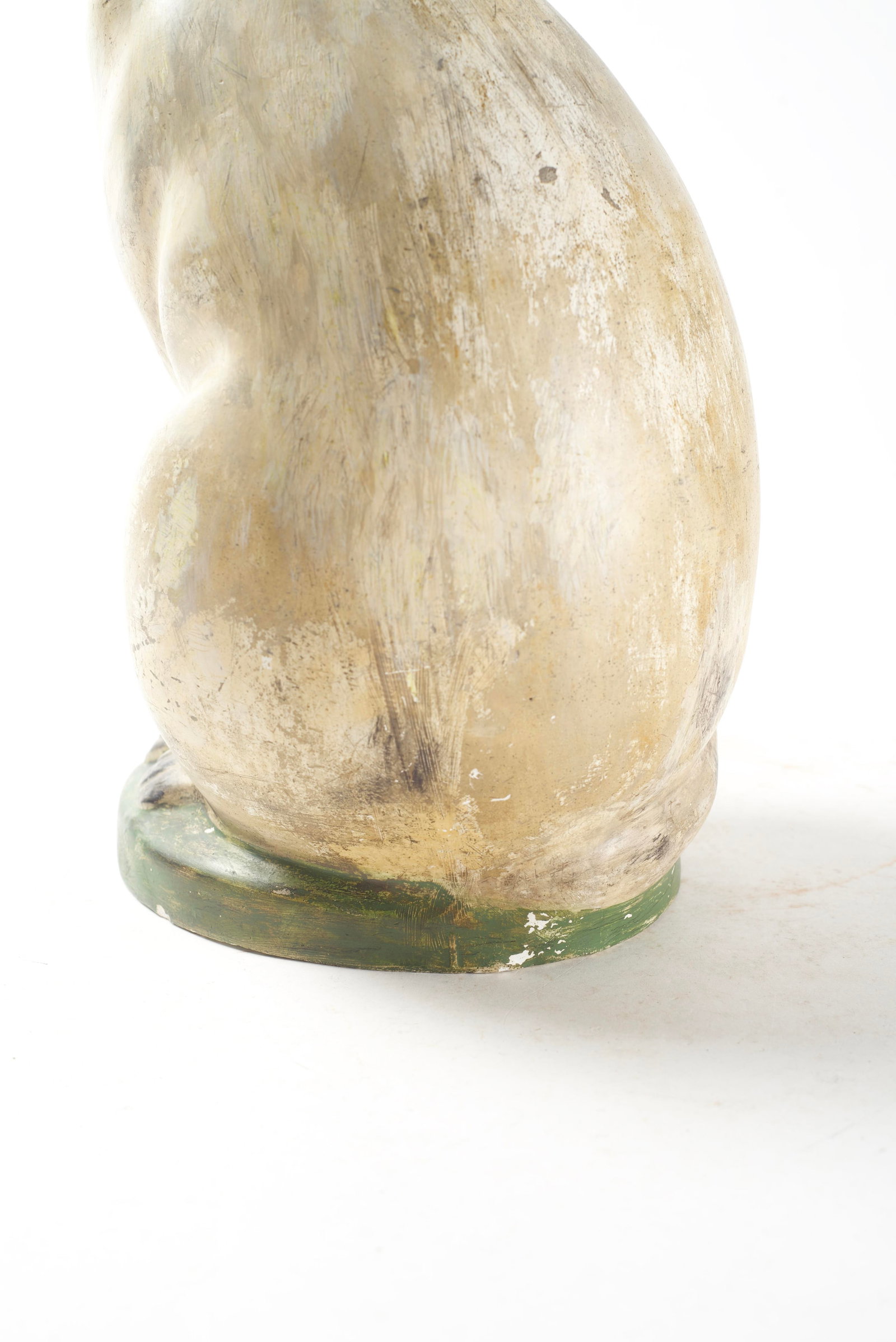 LARGE SEATED CHALKWARE CAT. - 7