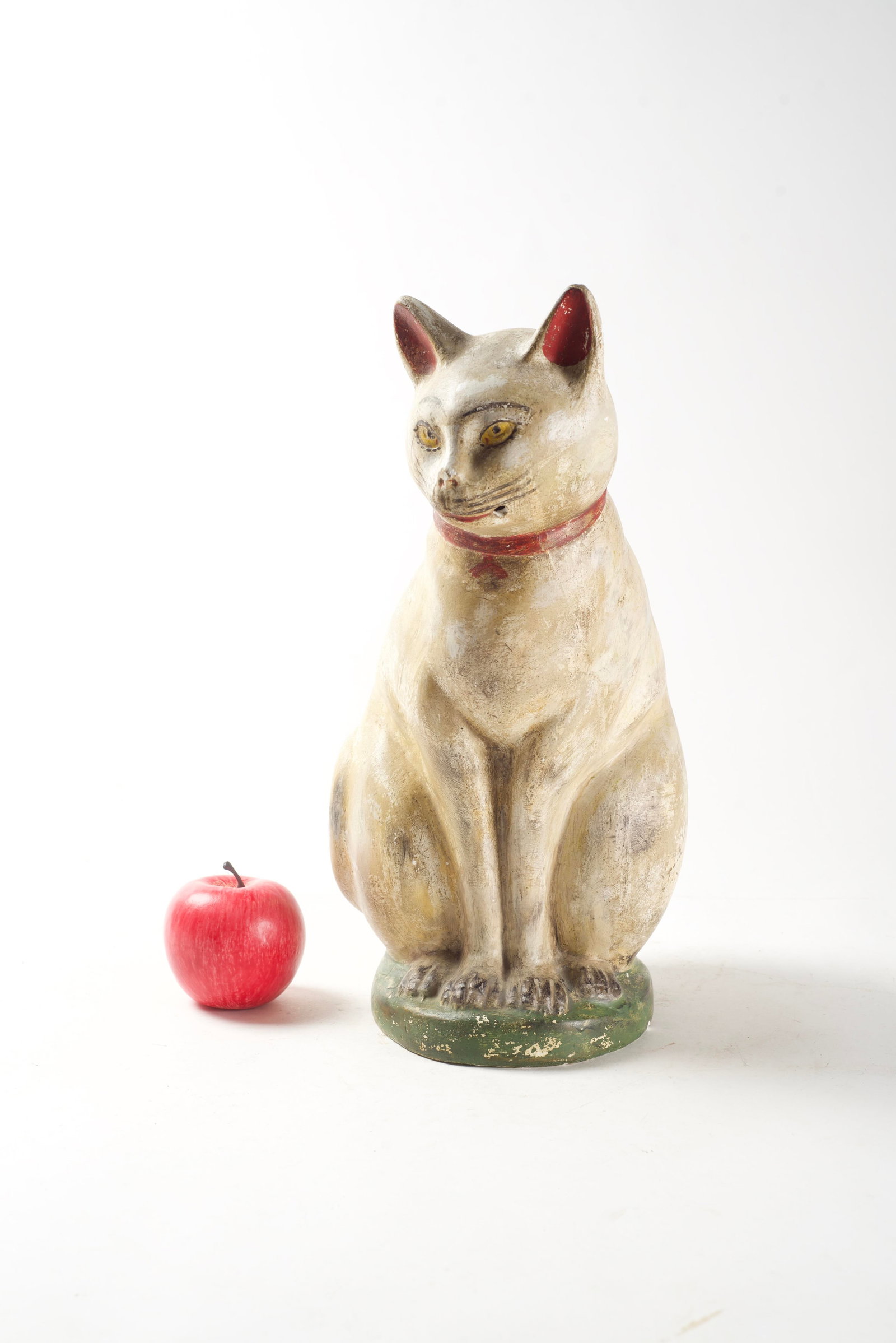 LARGE SEATED CHALKWARE CAT. - 9