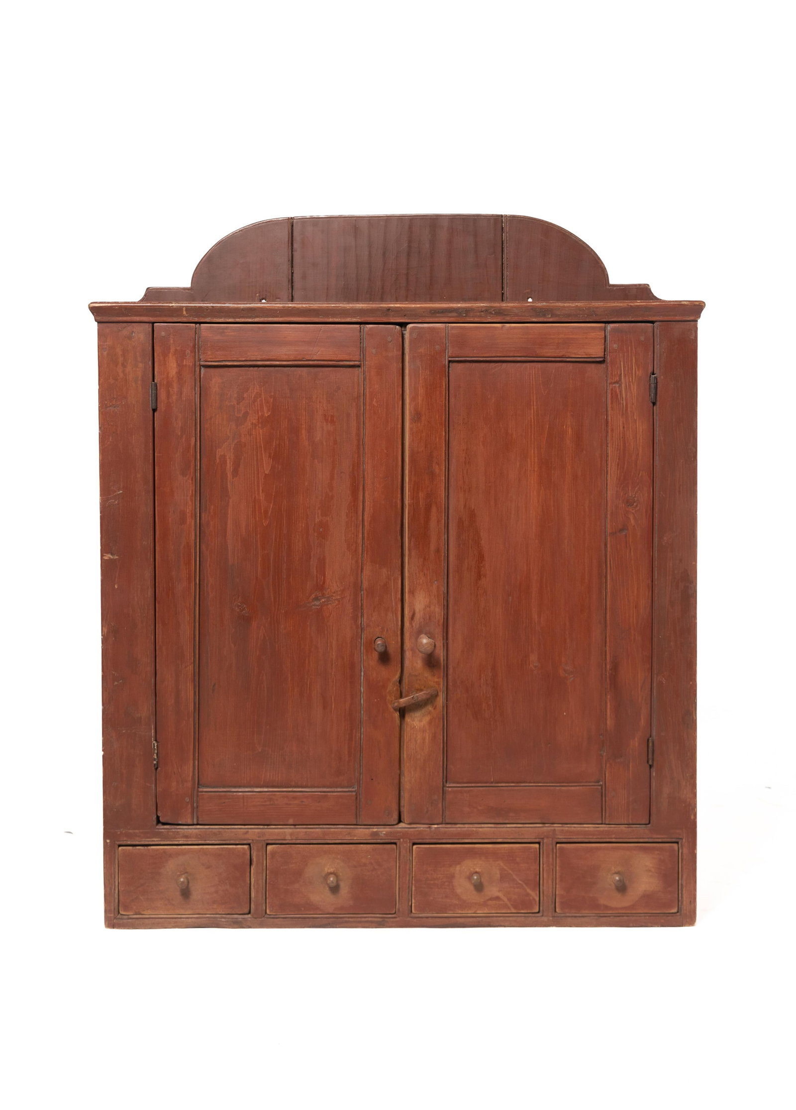 RED-PAINTED HANGING CUPBOARD. (1 of 5)