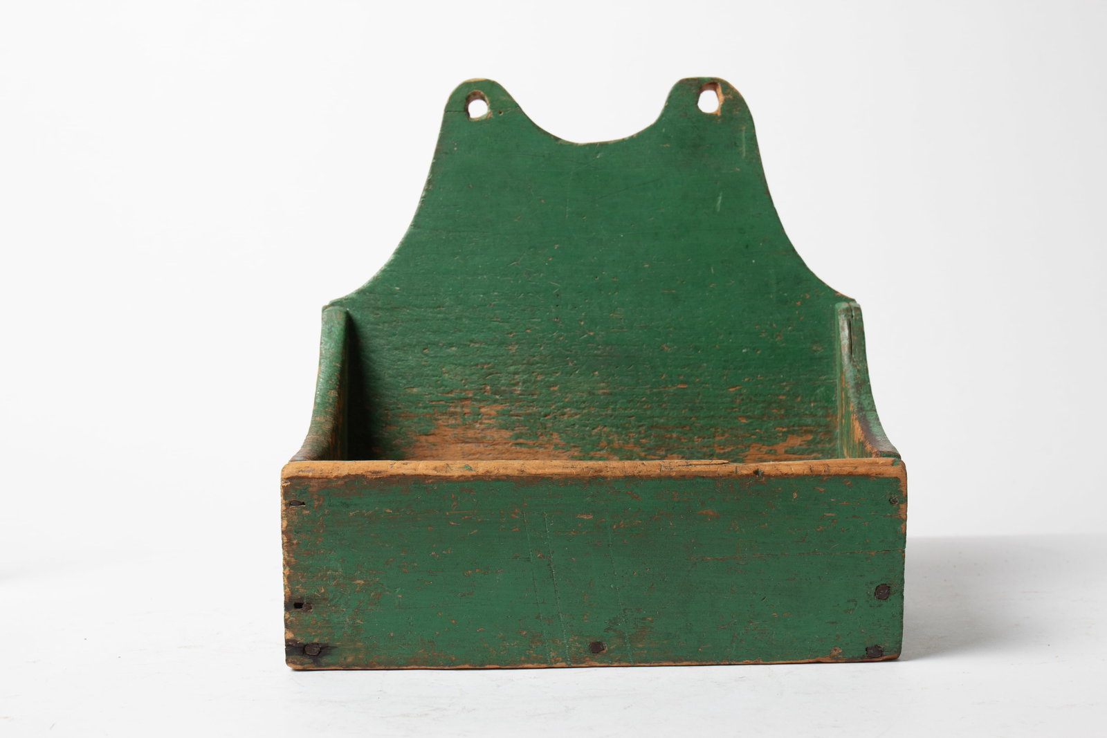 DOUBLE-TOMBSTONE WALL BOX IN GREEN PAINT. (1 of 6)