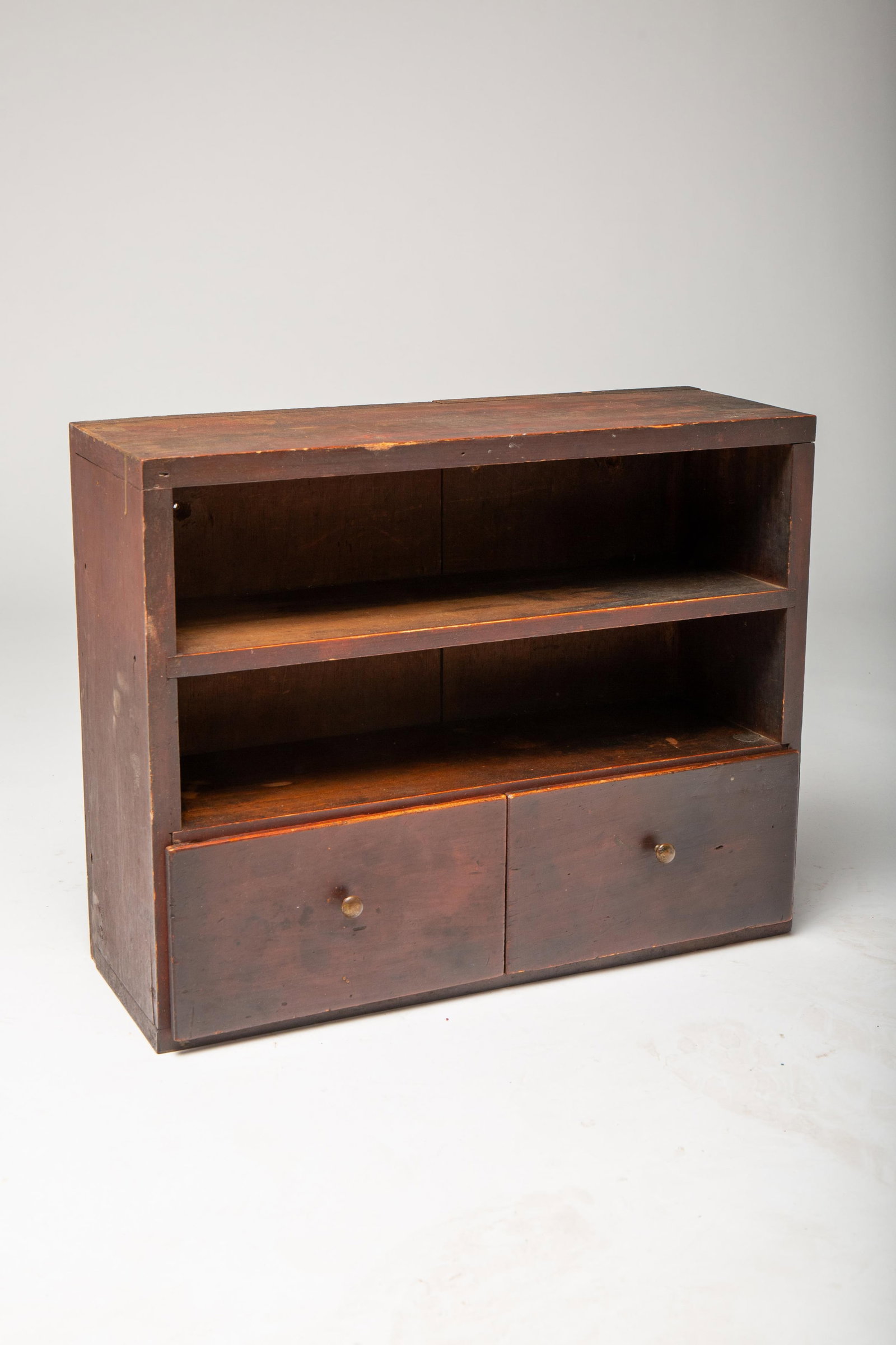TWO-DRAWER HANGING SHELF WITH ORIGINAL PAINT. (1 of 4)