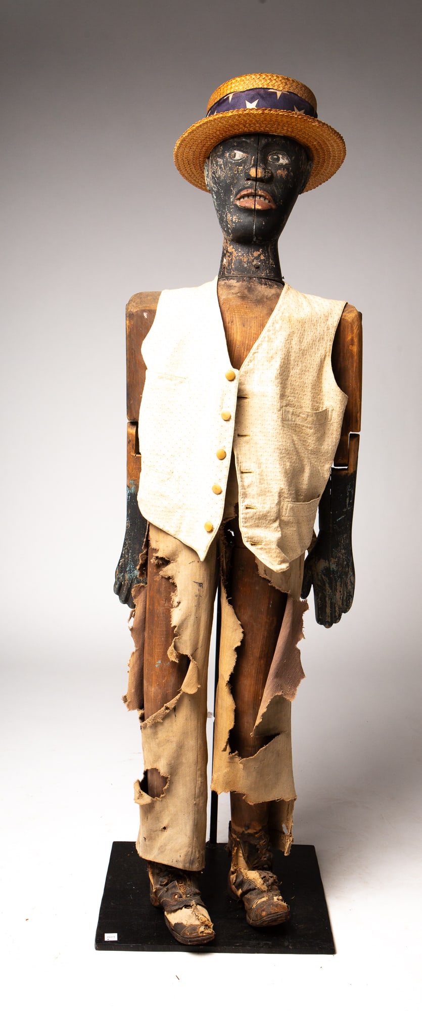 FOLK ART STANDING BLACK AMERICANA FIGURE IN THE MANNER OF ASA AMES (AMERICAN, 1823 - 1851). (1 of 3)