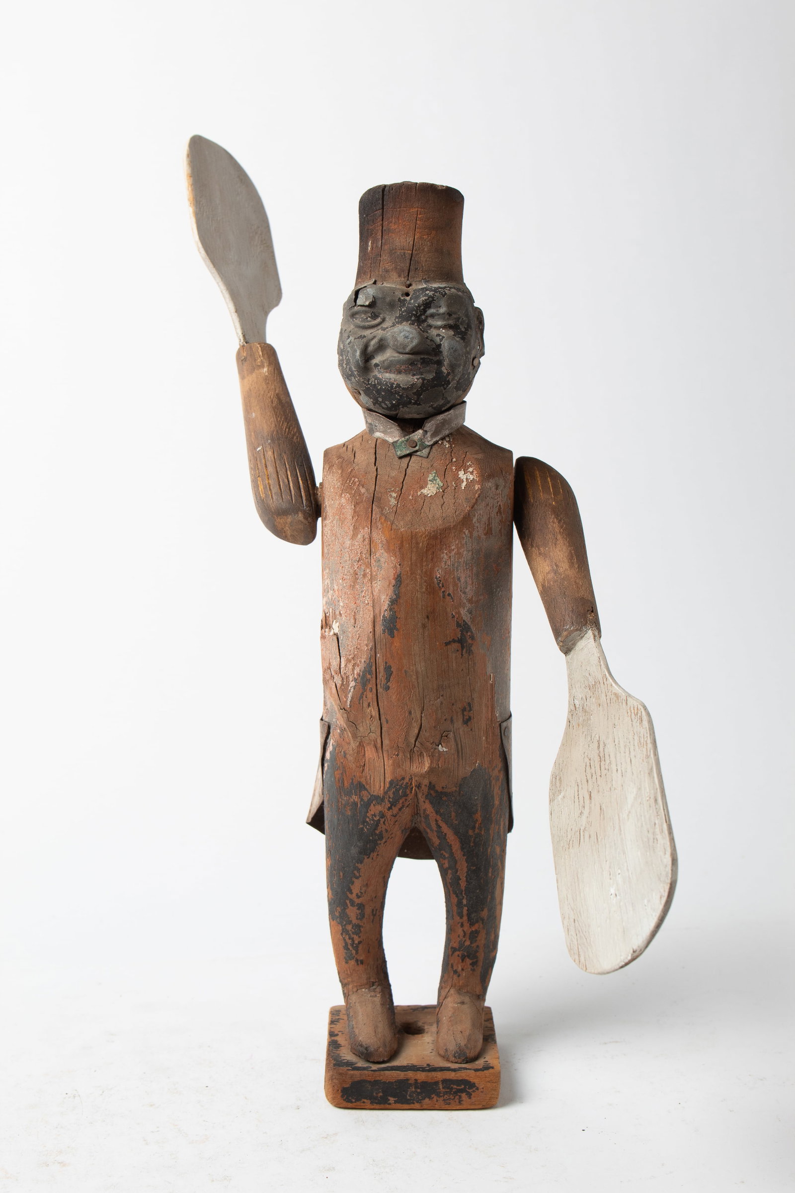 FOLK ART BLACK AMERICANA FIGURAL WHIRLIGIG WITH TIN FACE. (1 of 7)