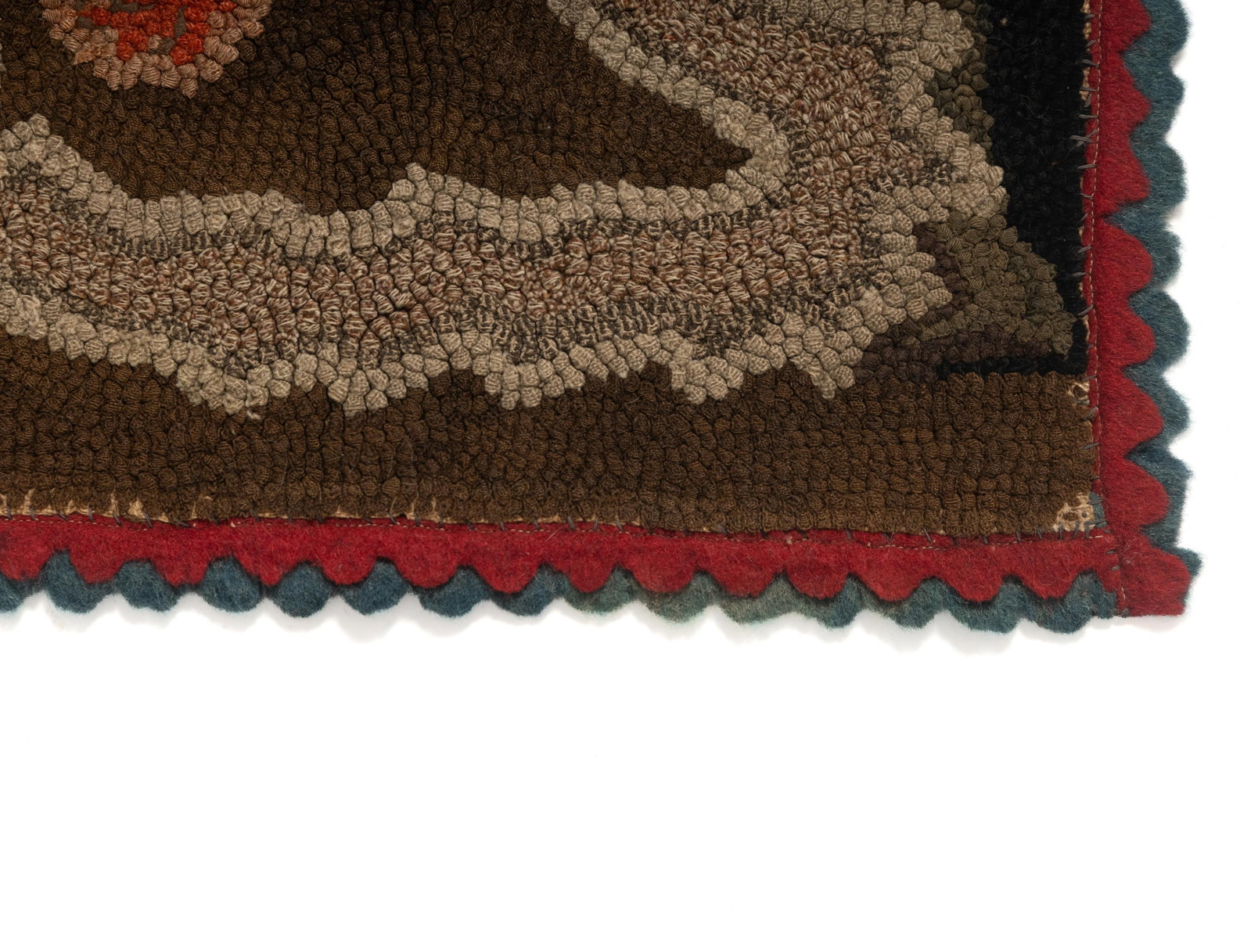 FLORAL HOOKED RUG DATED 1886. - 2