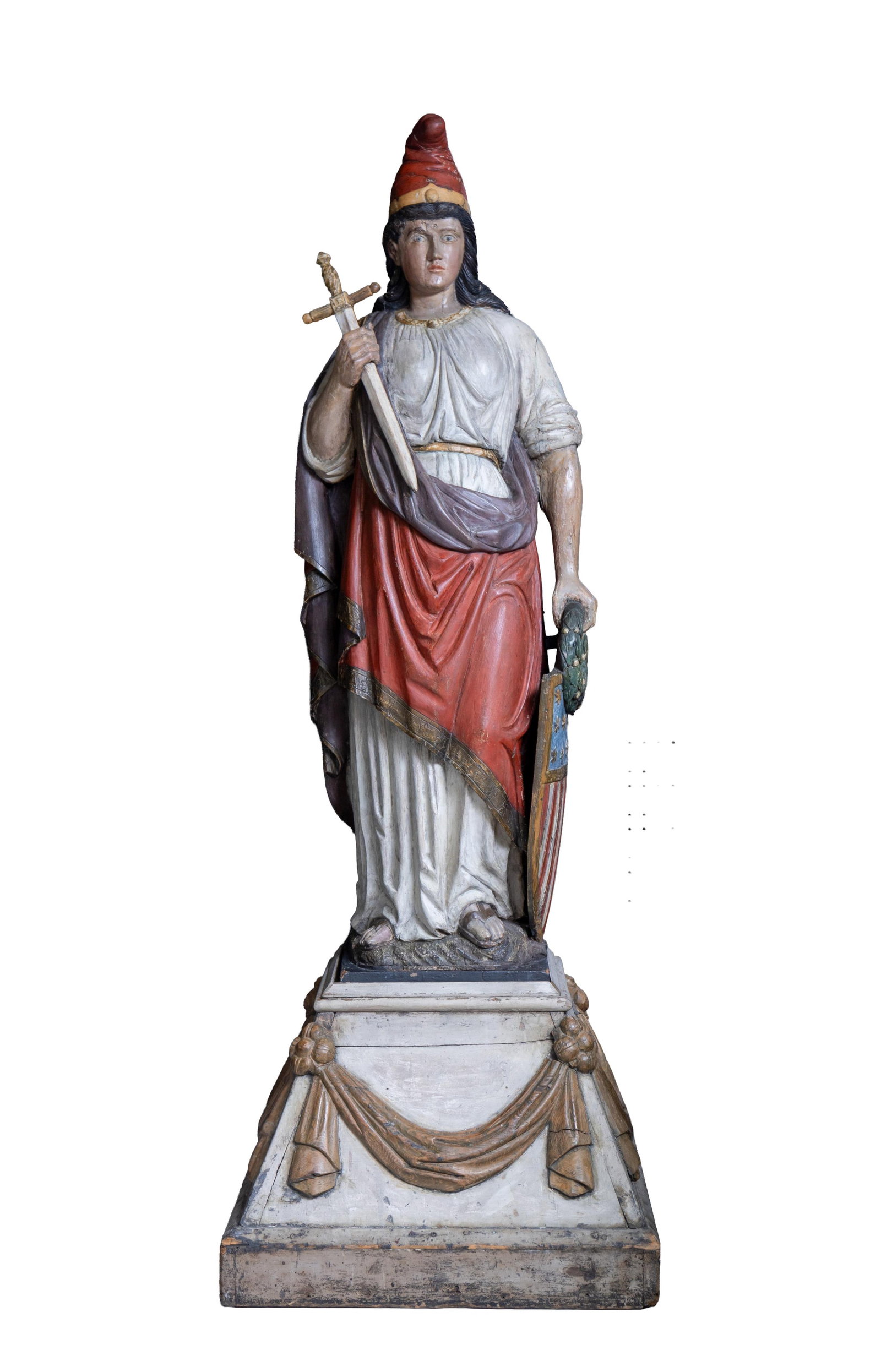 EXTRAORDINARY "GODDESS OF LIBERTY" FOLK ART LIFE SIZE CARVED AND POLYCHROME PAINTED PATRIOTIC (1 of 6)
