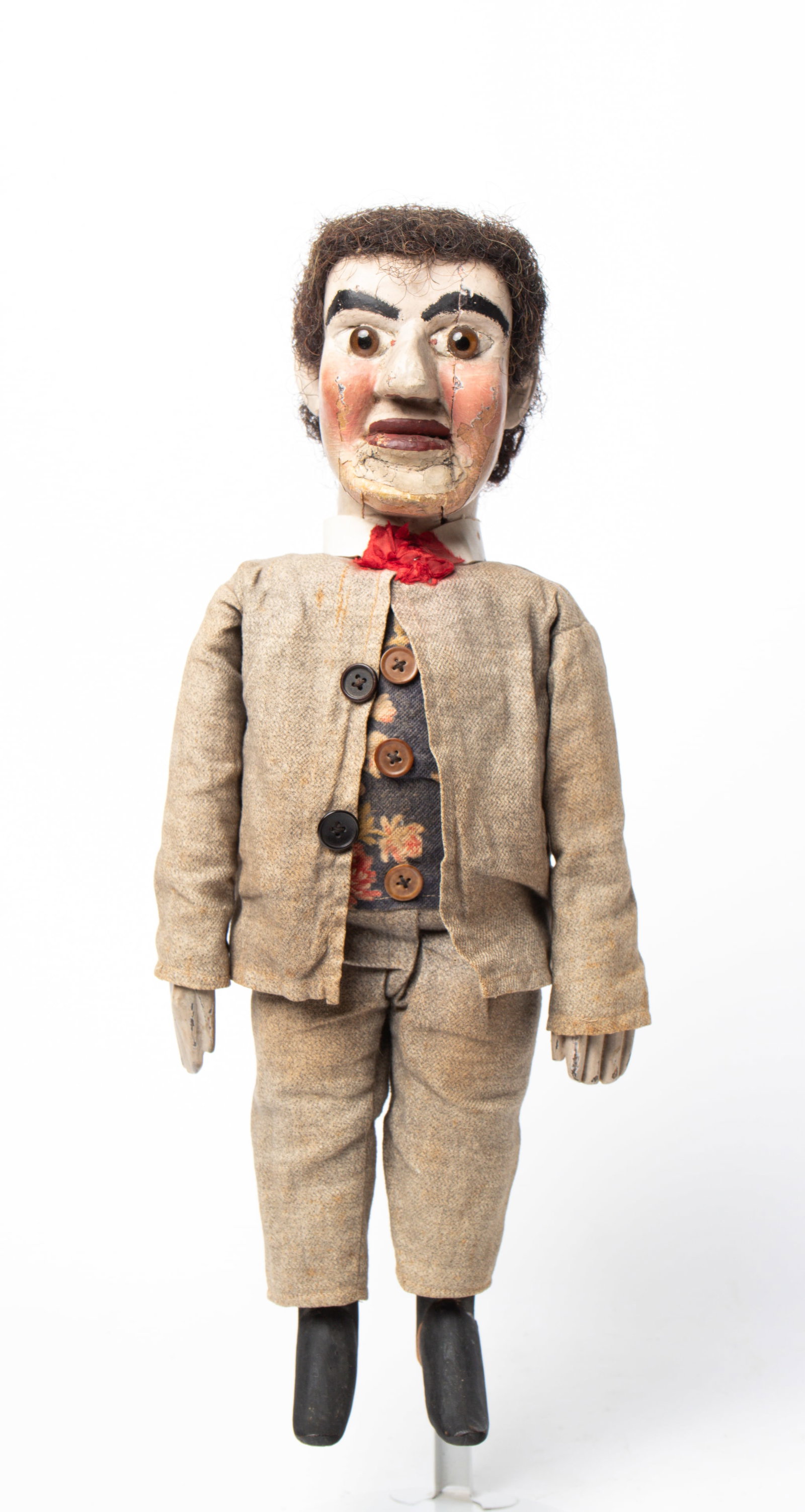 UNUSUAL DIMINUTIVE FOLK ART VENTRILOQUIST FIGURE. (1 of 6)