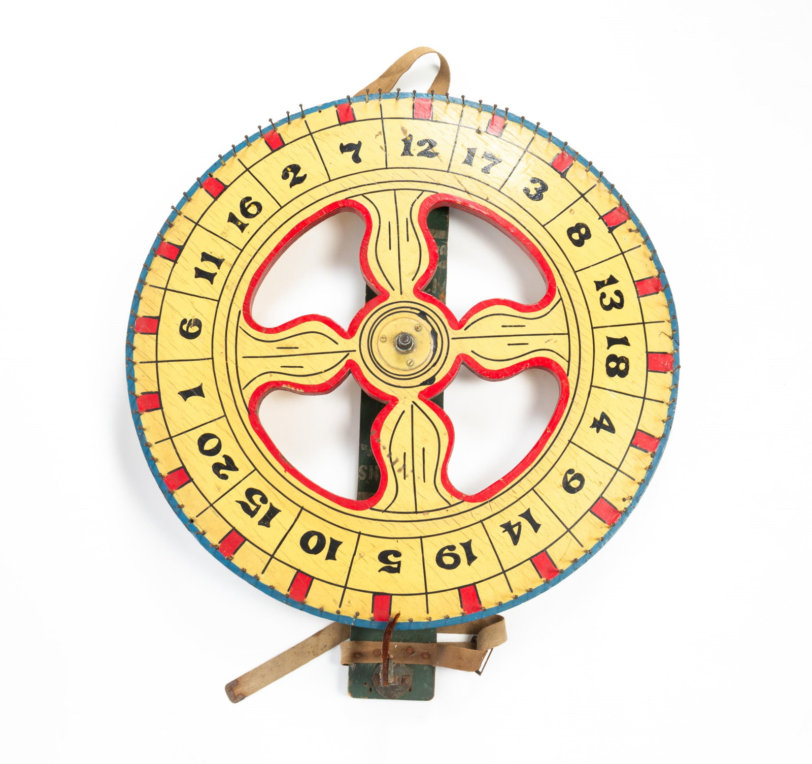 REBMAN'S FOLKSY PAINT-DECORATED CARNIVAL ROULETTE GAME WHEEL. (1 of 5)