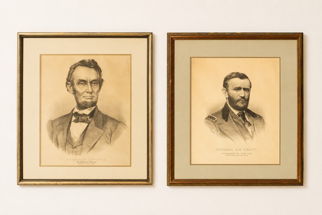 TWO CURRIER AND IVES BLACK AND WHITE LITHOGRAPHS. (1 of 4)