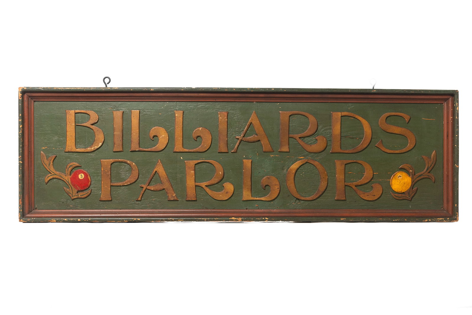 BILLIARDS PARLOR TRADE SIGN. (1 of 3)
