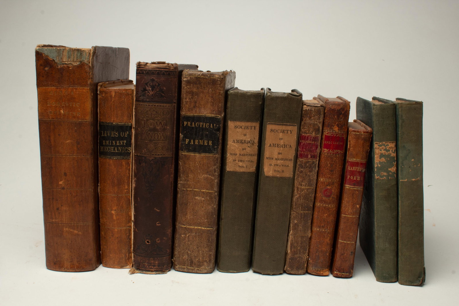 COLLECTION OF BOOKS.: COLLECTION OF BOOKS. American, 19th Century. Subjects including: A HISTORY OF NEW YORK, two vols., Philadelphia, Pennsylvania, 1836, cloth-bound. "SOCIETY IN AMERICA" in two vols. by Martineau, New