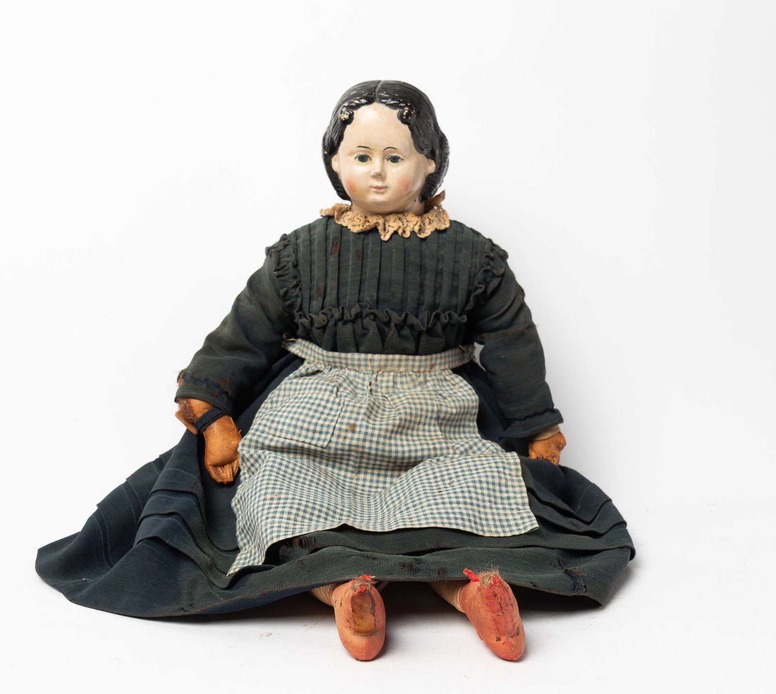 GREINER PAPIER-MACHE HEAD GIRL DOLL. (1 of 6)