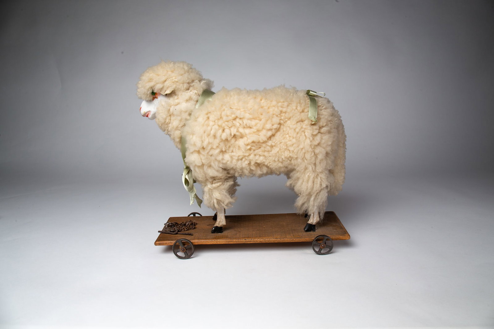 LARGE WOOLY LAMB PULL TOY. - 6