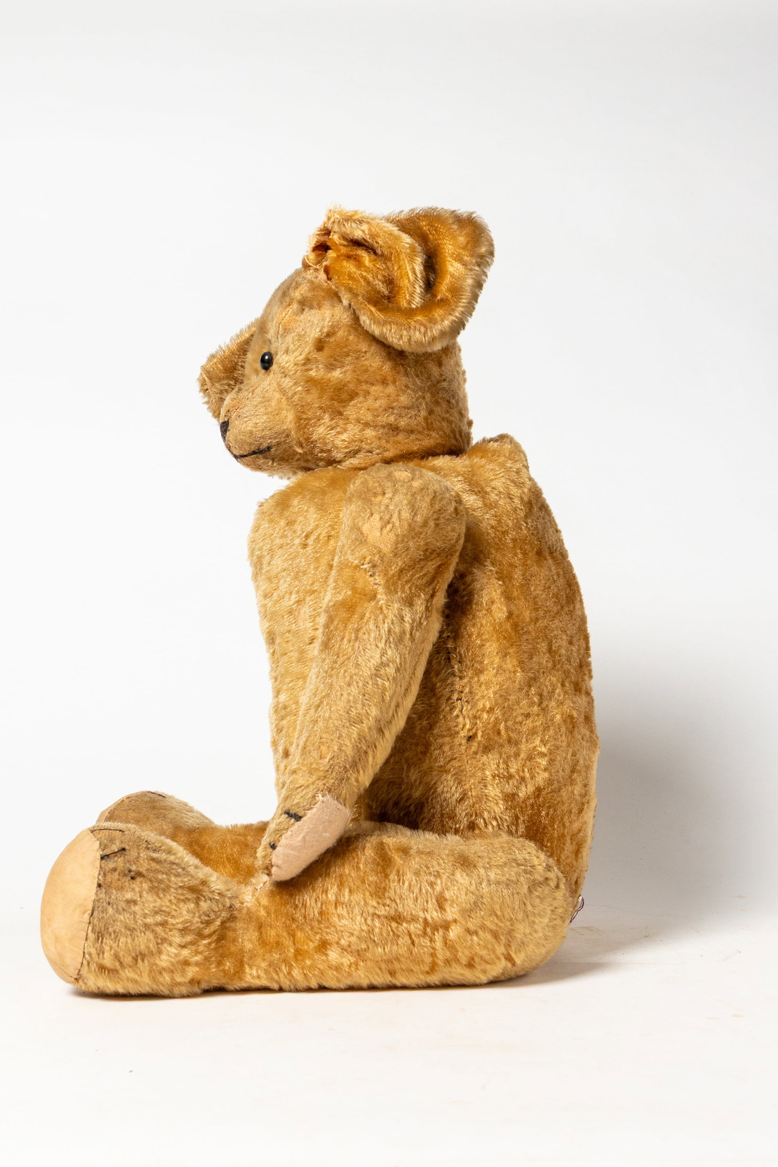 LARGE STRAW STUFFED MOHAIR TEDDY BEAR. - 2