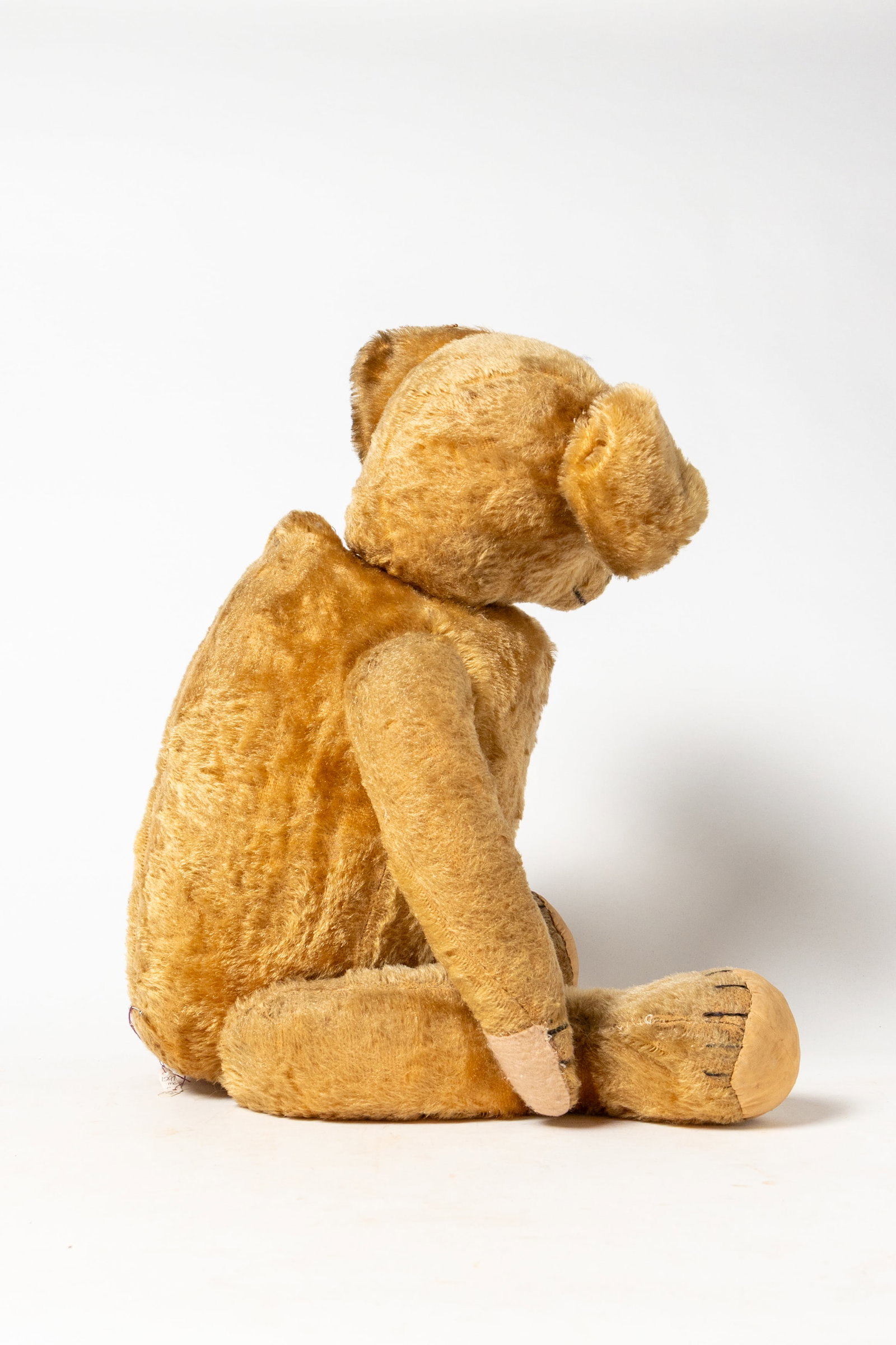 LARGE STRAW STUFFED MOHAIR TEDDY BEAR. - 4