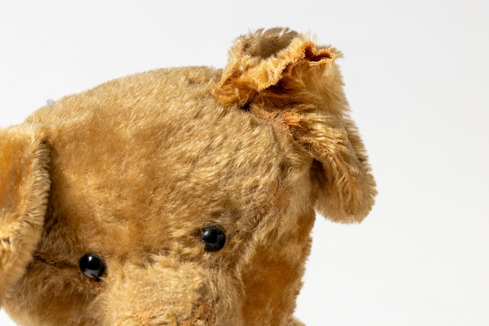 LARGE STRAW STUFFED MOHAIR TEDDY BEAR. - 6