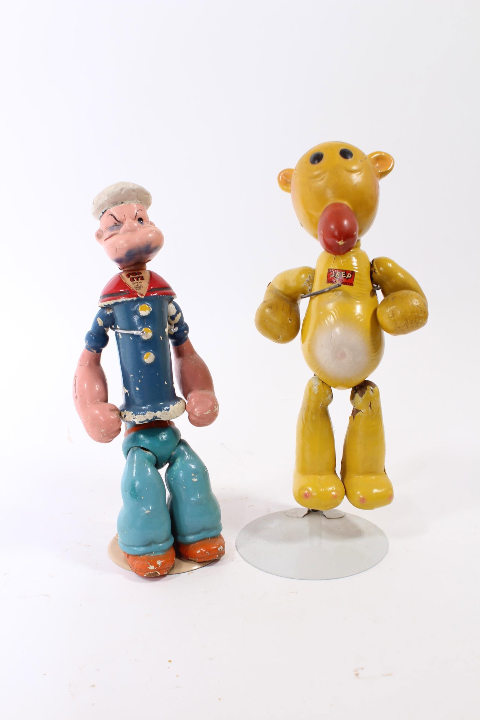 CAMEO DOLL COMPANY (NEW YORK/PENNSYLVANIA) POPEYE AND EUGENE THE JEEP PAINTED COMPOSITION AND WOOD (1 of 6)