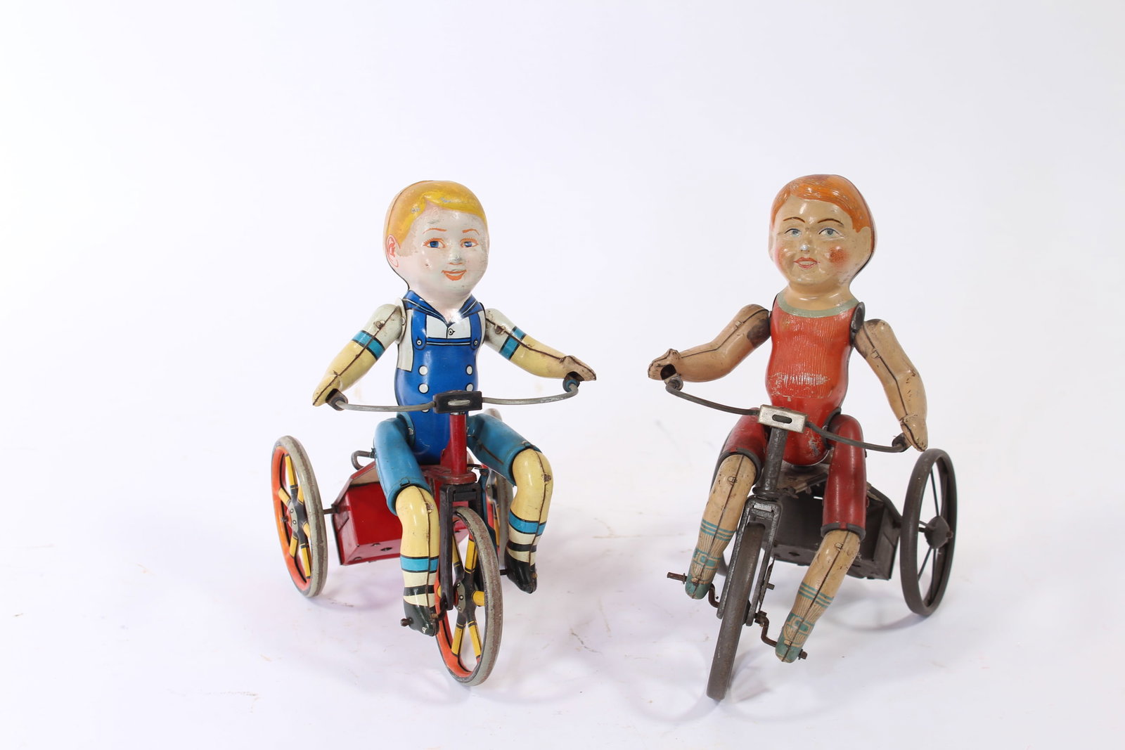 TWO LOUIS MARX (NEW YORK, NEW YORK) TIN LITHO WINDUP WONDER CYCLISTS. (1 of 11)
