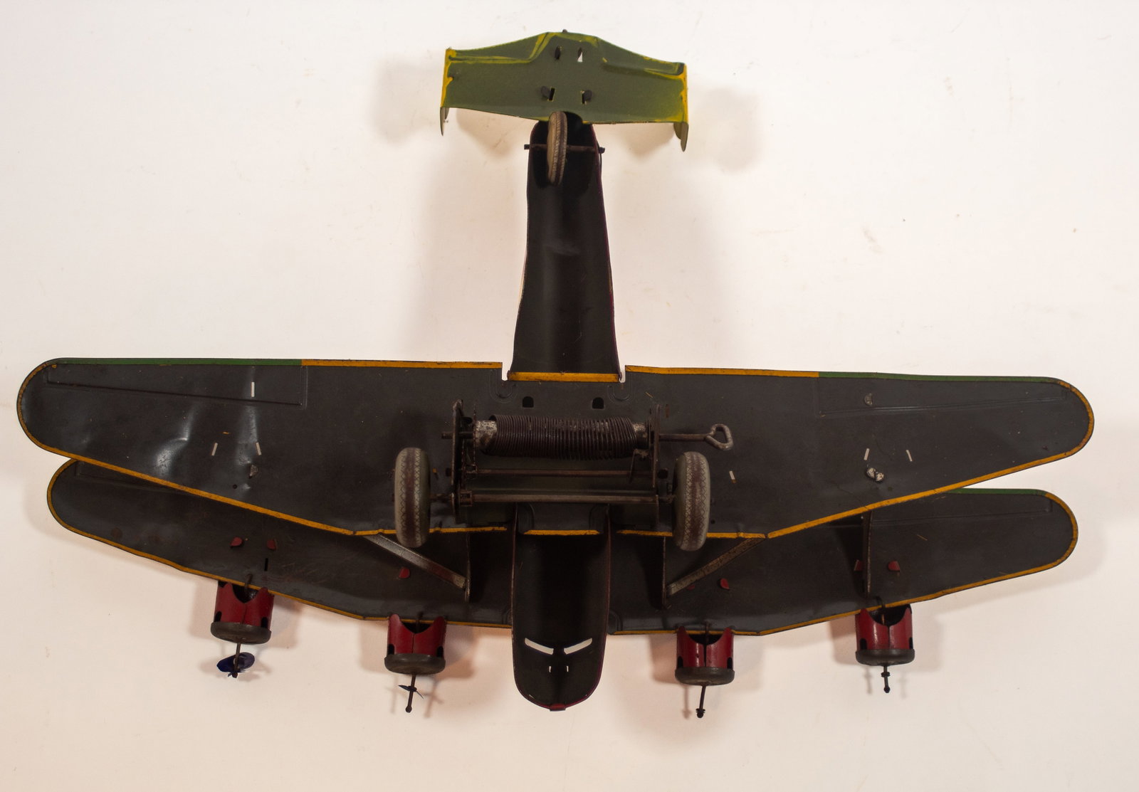 A LOUIS MARX (NEW YORK, NEW YORK) TIN LITHO WINDUP BI-WING MAIL PLANE AND A GERMAN KRANICH TIN (1 of 10)