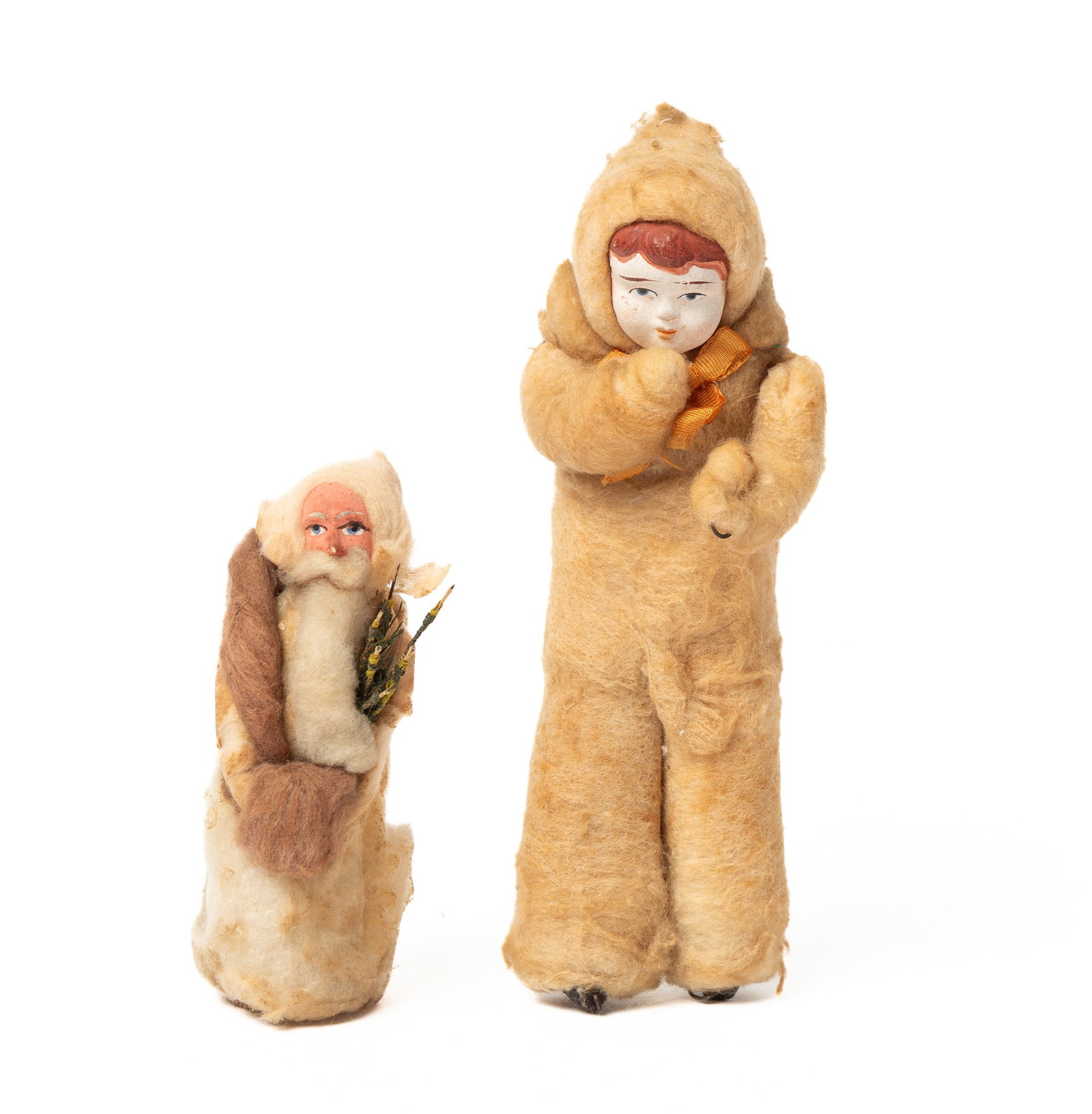 TWO GERMAN SPUN COTTON FIGURES, INCL. SNOW BABY ORNAMENT. (1 of 7)