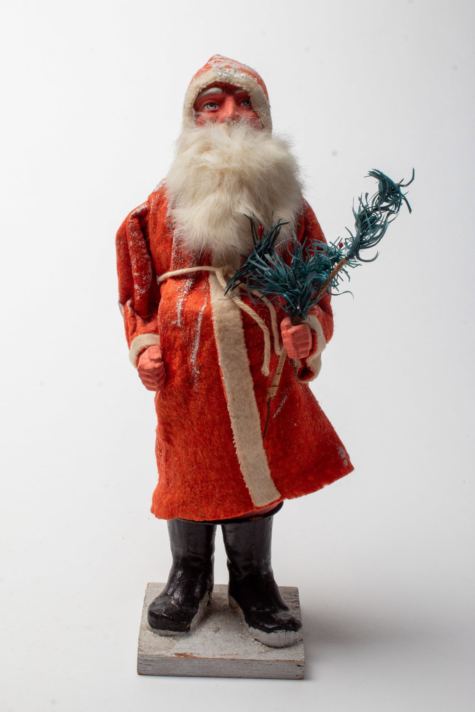 STANDING SANTA CANDY CONTAINER WITH HOODED RED COAT. (1 of 3)