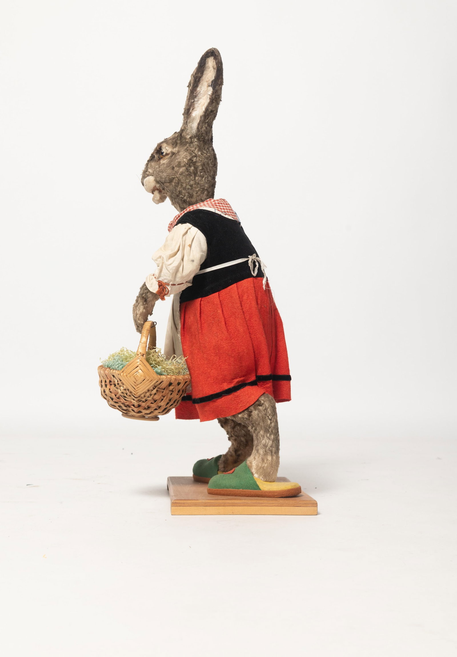 LARGE CLOCKWORK RABBIT LADY ON BASE. - 2