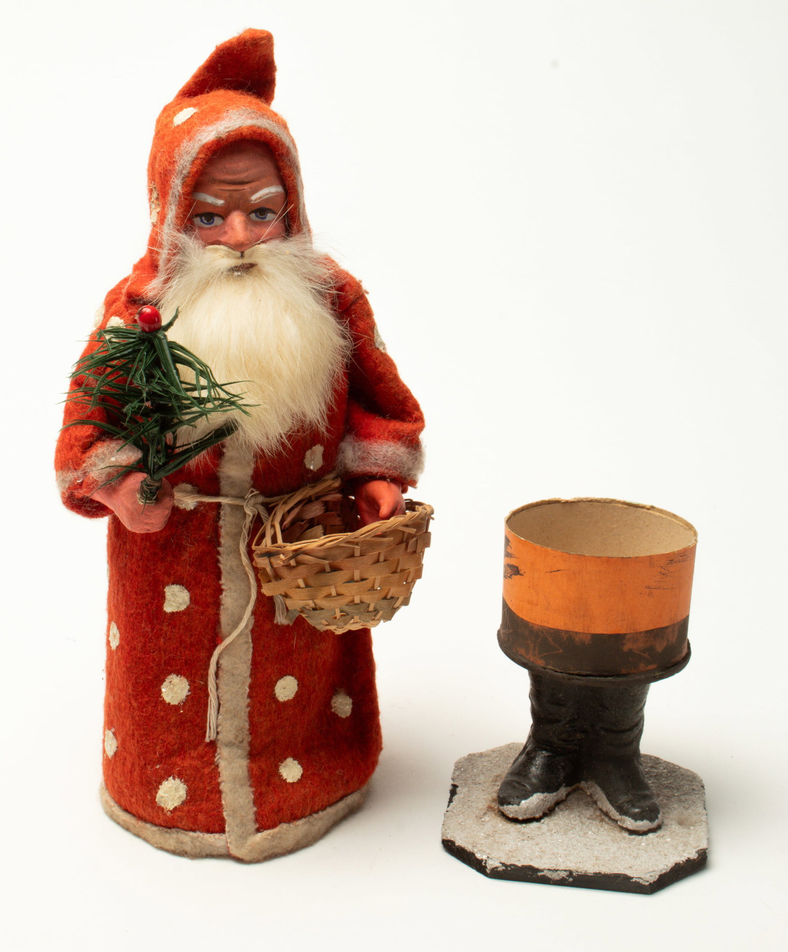 STANDING SANTA CANDY CONTAINER WITH POLKADOT COAT. (1 of 2)
