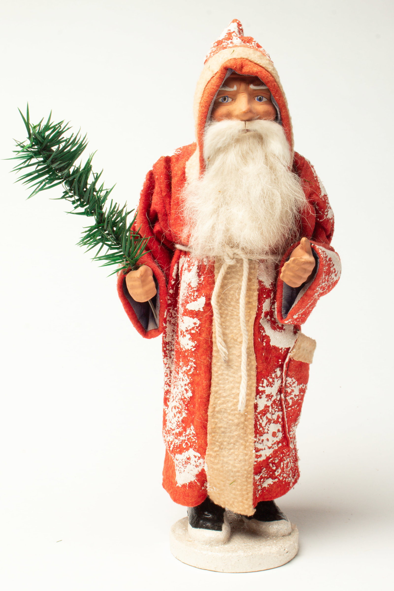 STANDING SANTA CANDY CONTAINER WITH HOODED RED COAT. (1 of 2)