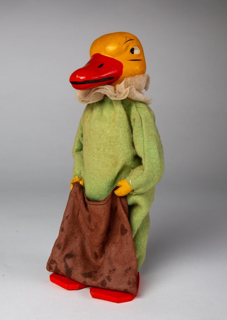 DUCK WITH SACK CANDY CONTAINER WITH SQUEEKER. (1 of 7)
