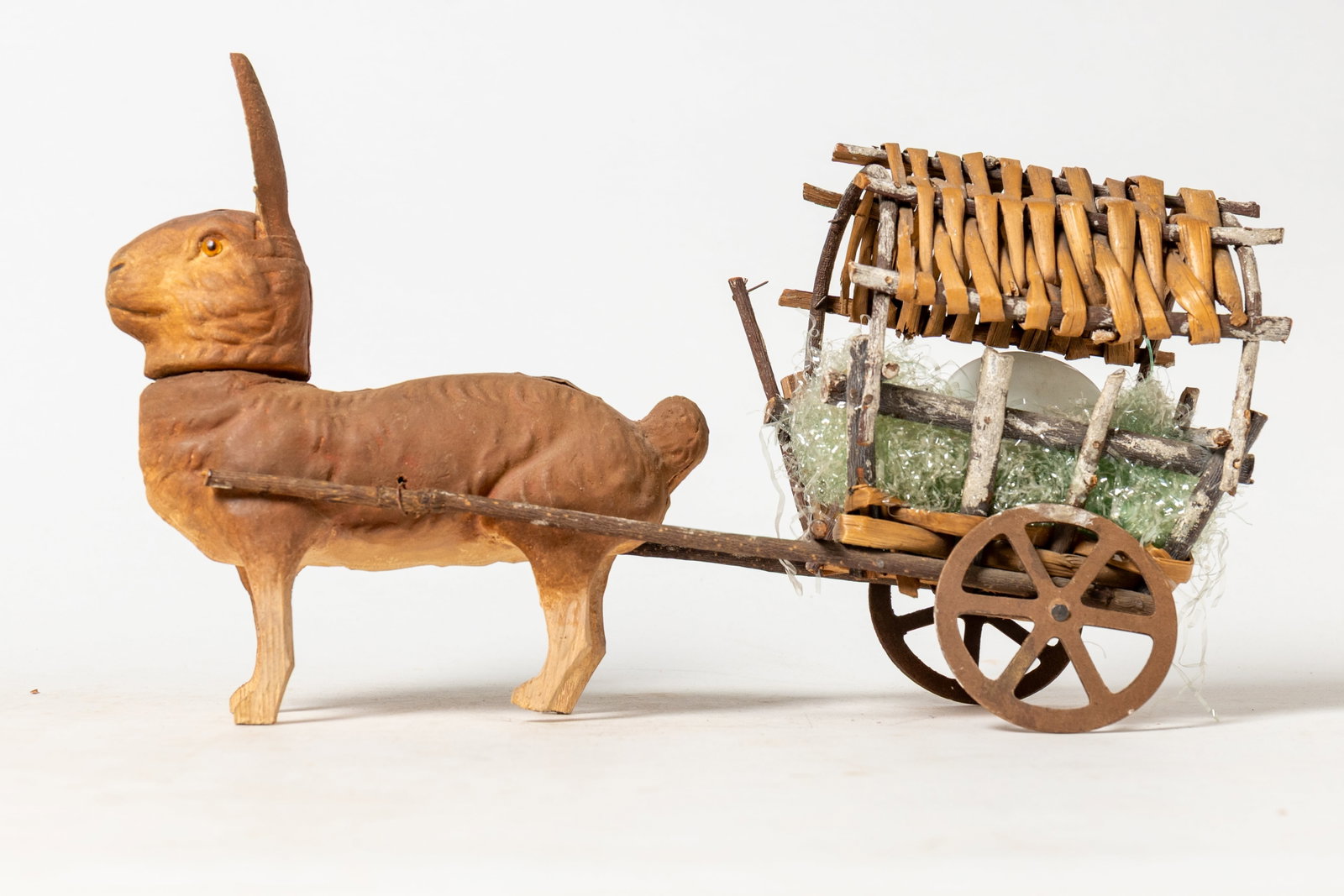 RABBIT CANDY CONTAINER PULLING A CART. (1 of 9)