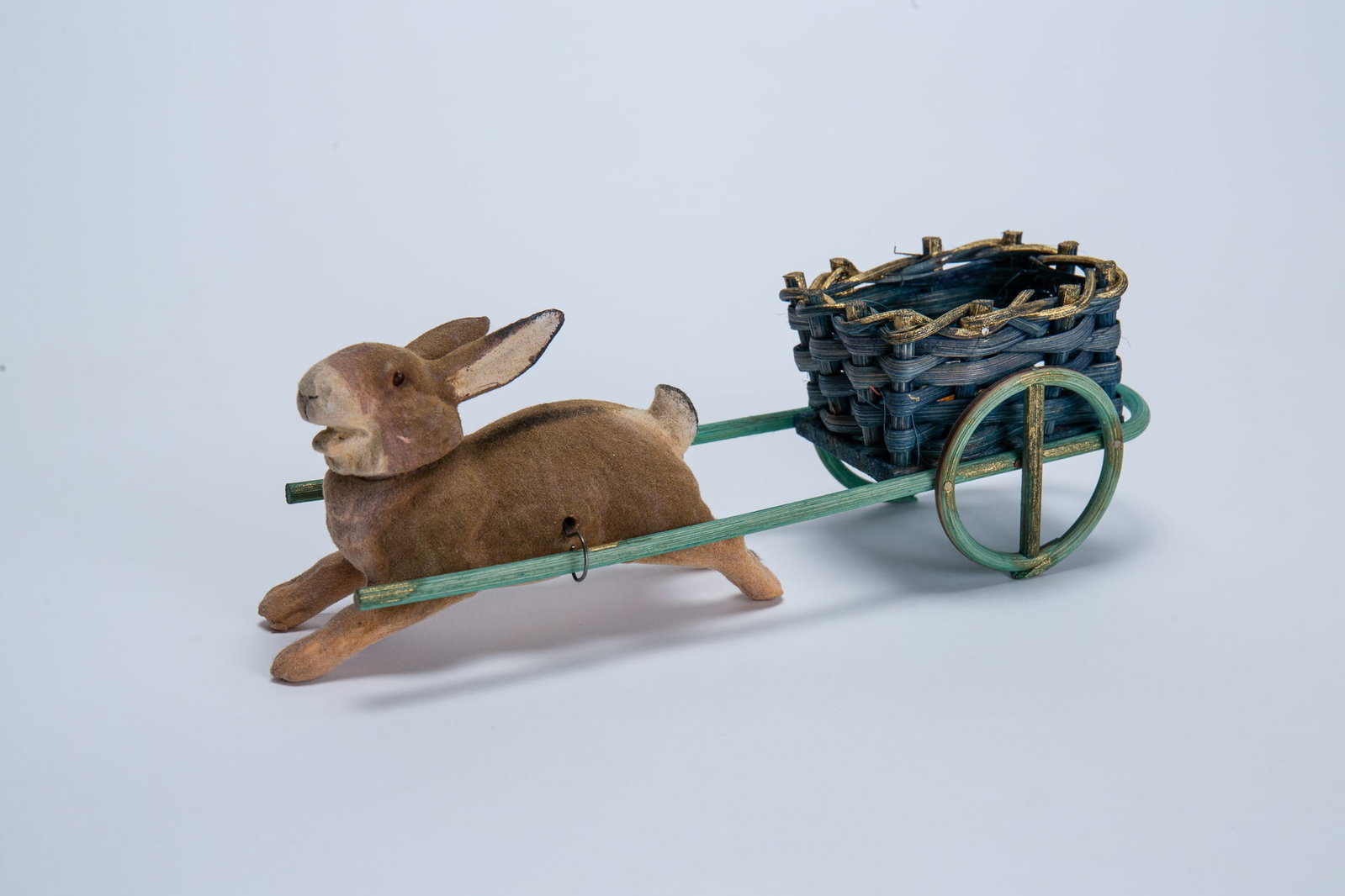 RABBIT PULLING CART CANDY CONTAINER. (1 of 8)