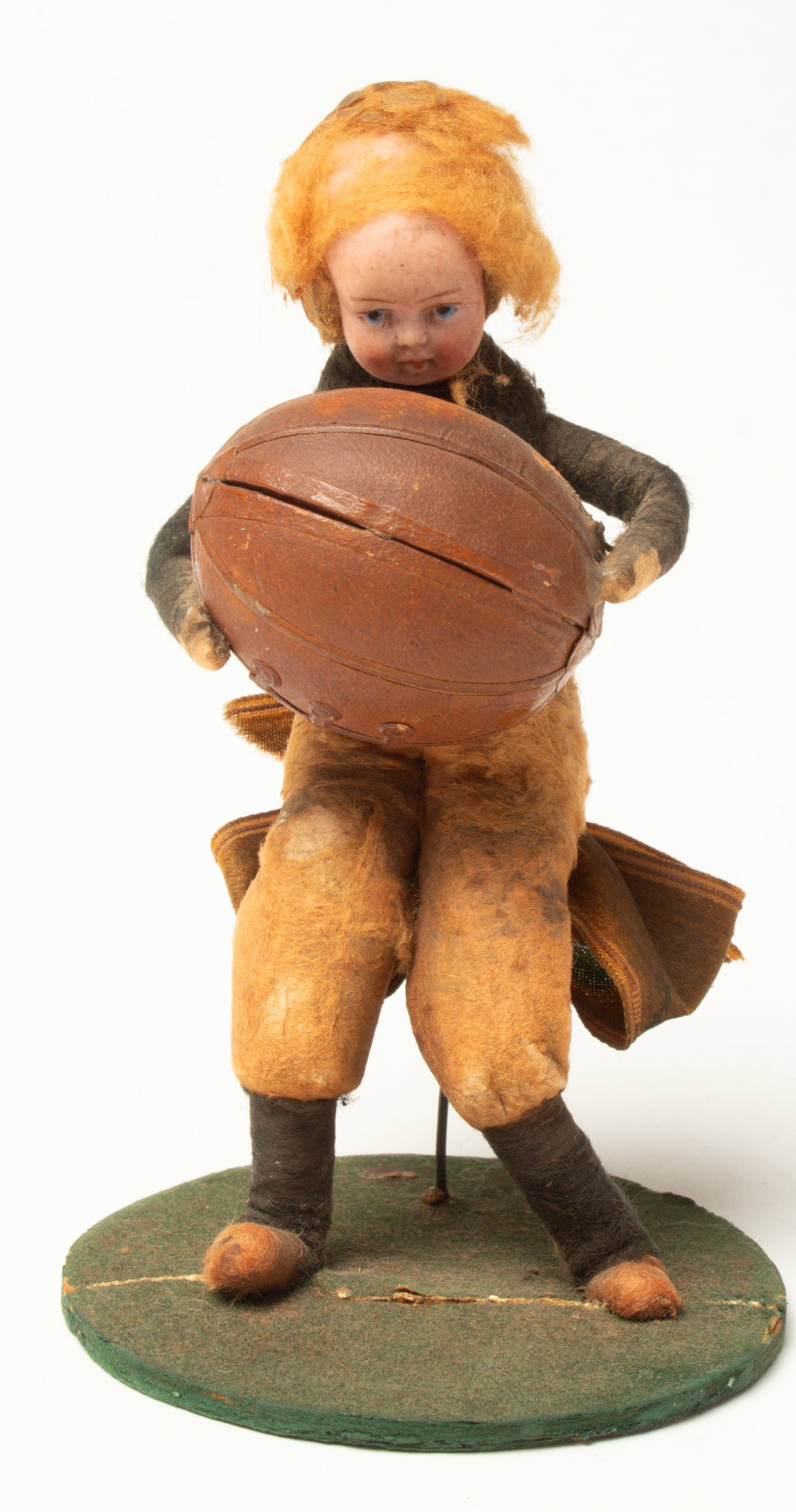HEUBACH BISQUE-HEAD FIGURAL FOOTBALL PLAYER CANDY CONTAINER. (1 of 3)