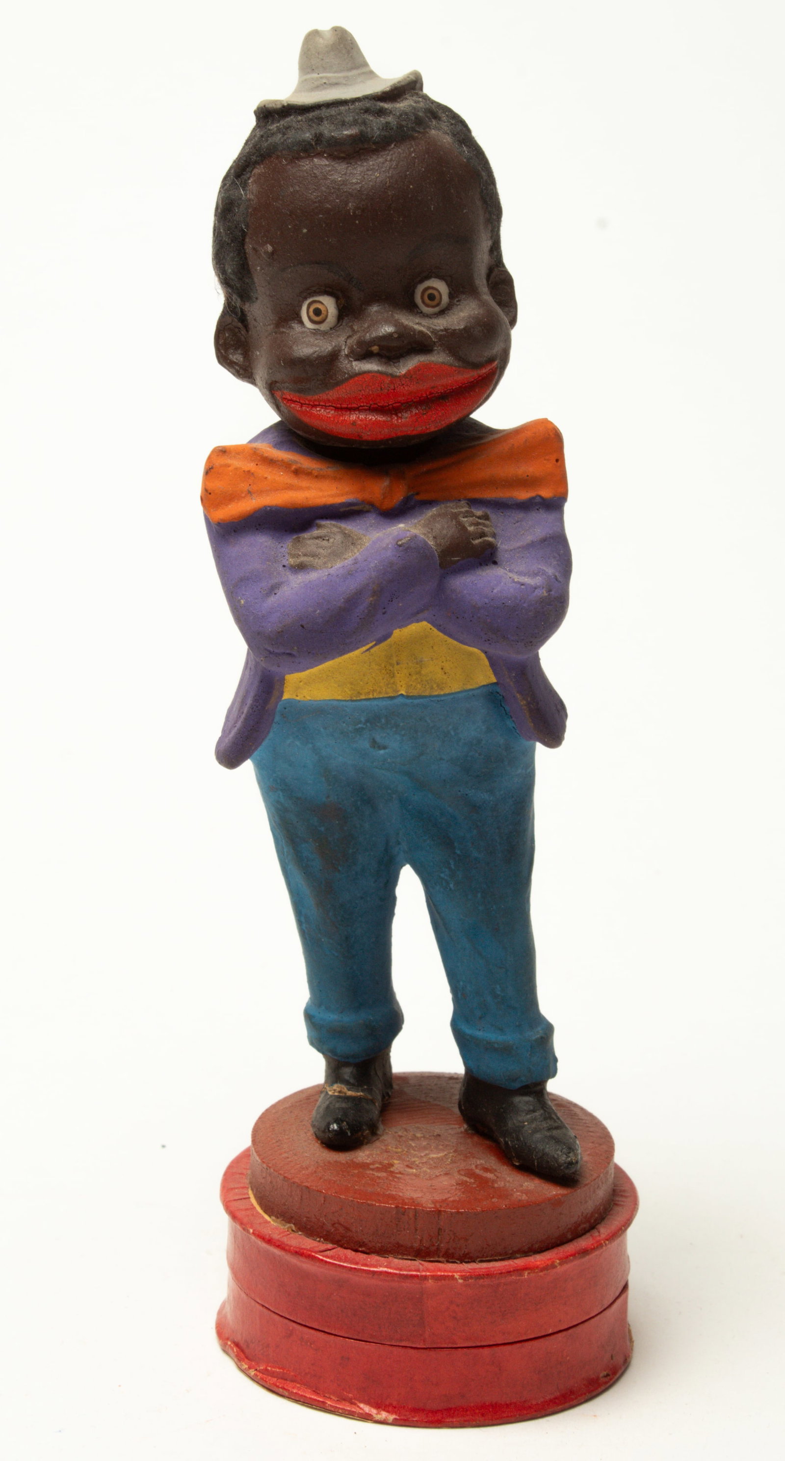 STANDING BLACK MAN NODDER CANDY CONTAINER. (1 of 2)