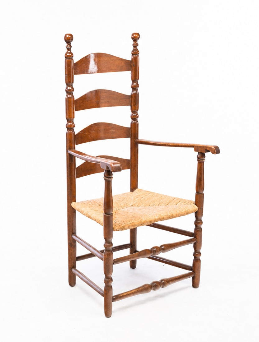 NEW ENGLAND LADDERBACK ARMCHAIR. (1 of 5)