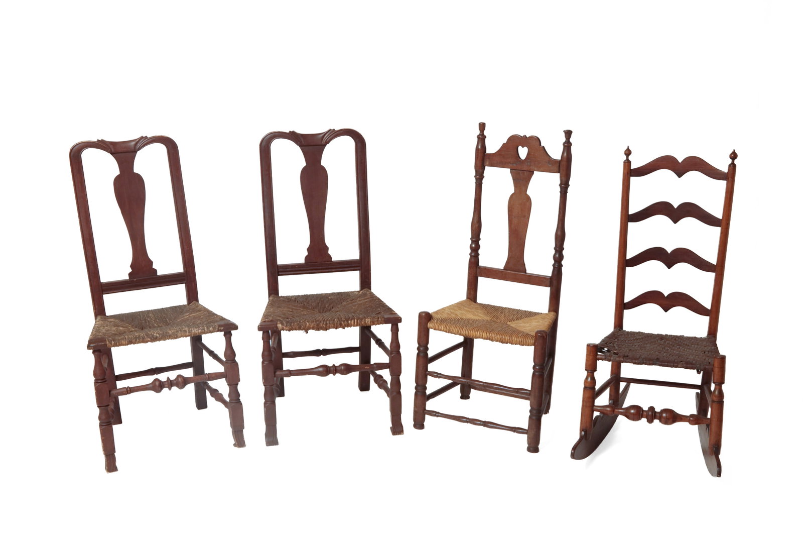 THREE SIDE CHAIRS AND A ROCKER, INCLUDING QUEEN ANNE, WILLIAM AND MARY, AND DELAWARE VALLEY (1 of 13)