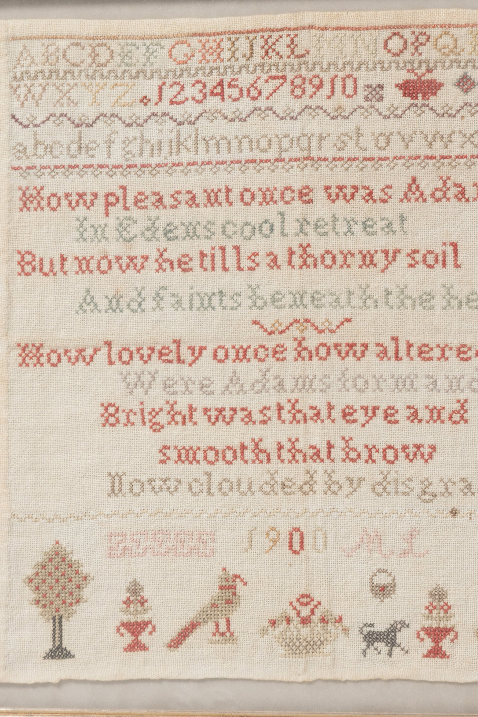 THREE NEEDLEWORK SAMPLERS. - 9