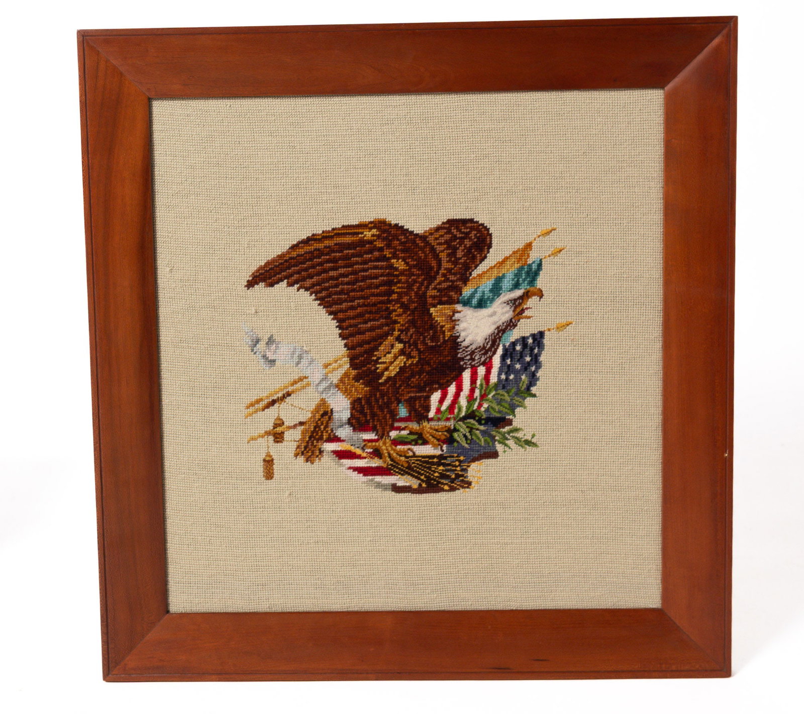 FOUR FRAMED ITEMS, INCL. NEEDLEWORK SAMPLER. - 8