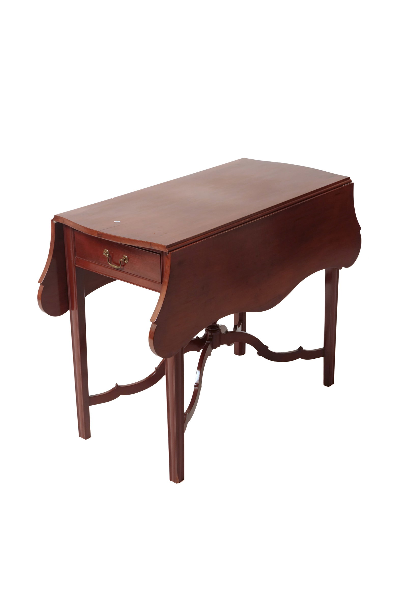 TRANSITIONAL TIGER MAPLE AND CHERRY PEMBROKE TABLE. (1 of 10)