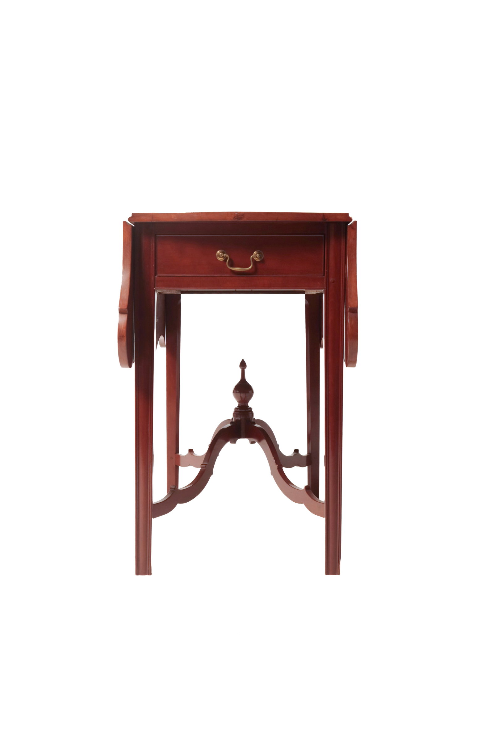 TRANSITIONAL TIGER MAPLE AND CHERRY PEMBROKE TABLE. - 2