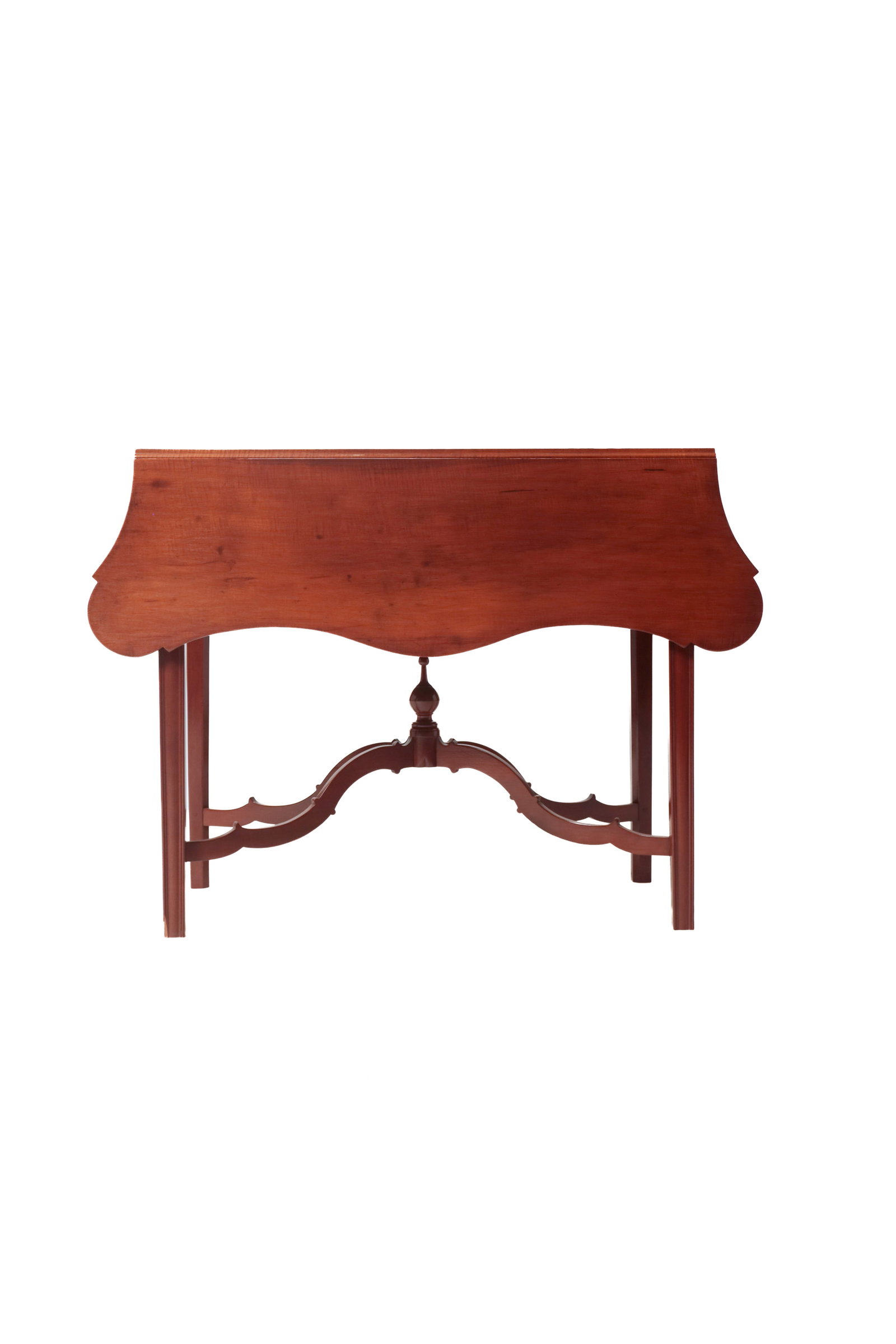 TRANSITIONAL TIGER MAPLE AND CHERRY PEMBROKE TABLE. - 3