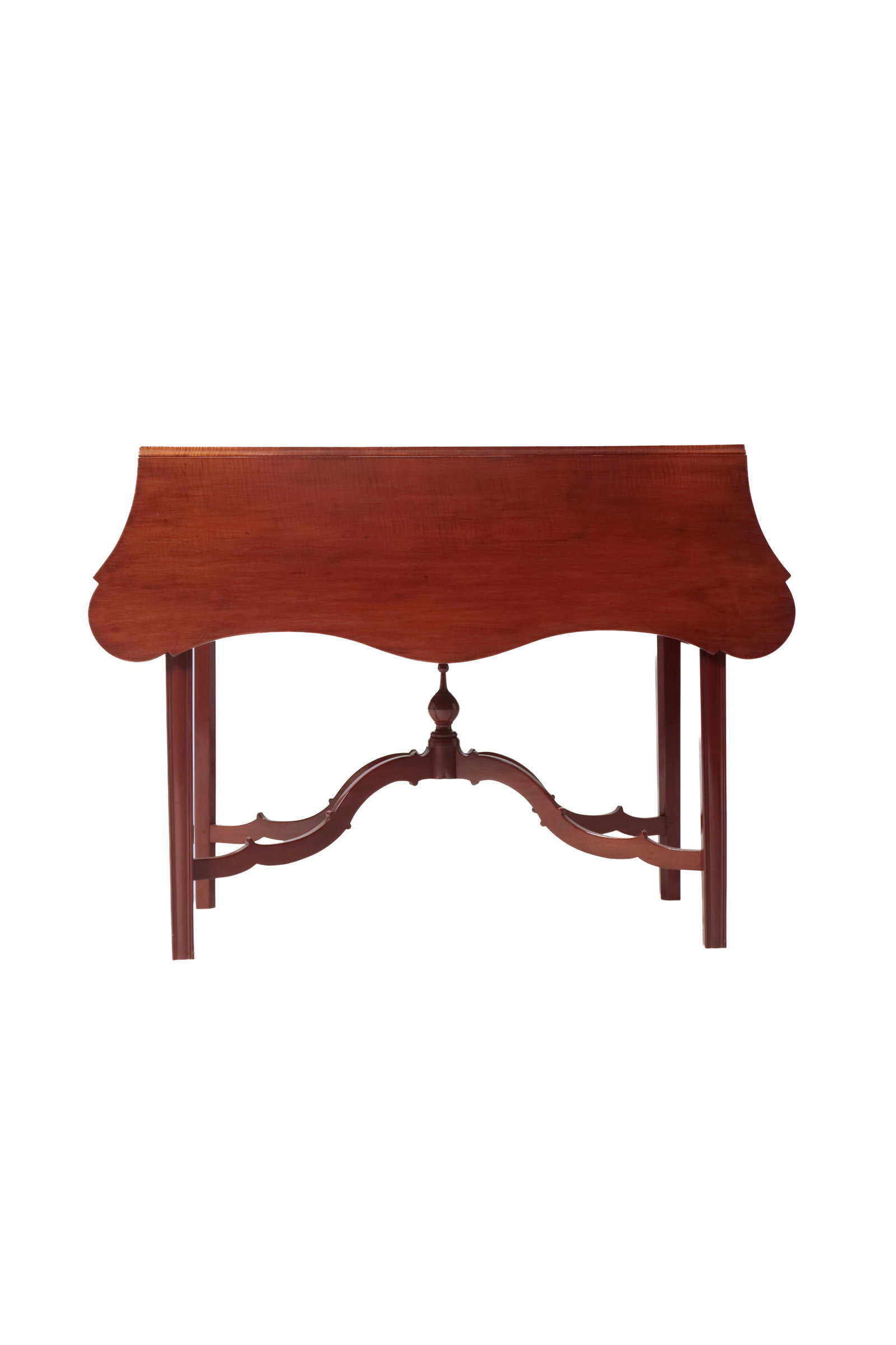 TRANSITIONAL TIGER MAPLE AND CHERRY PEMBROKE TABLE. - 5