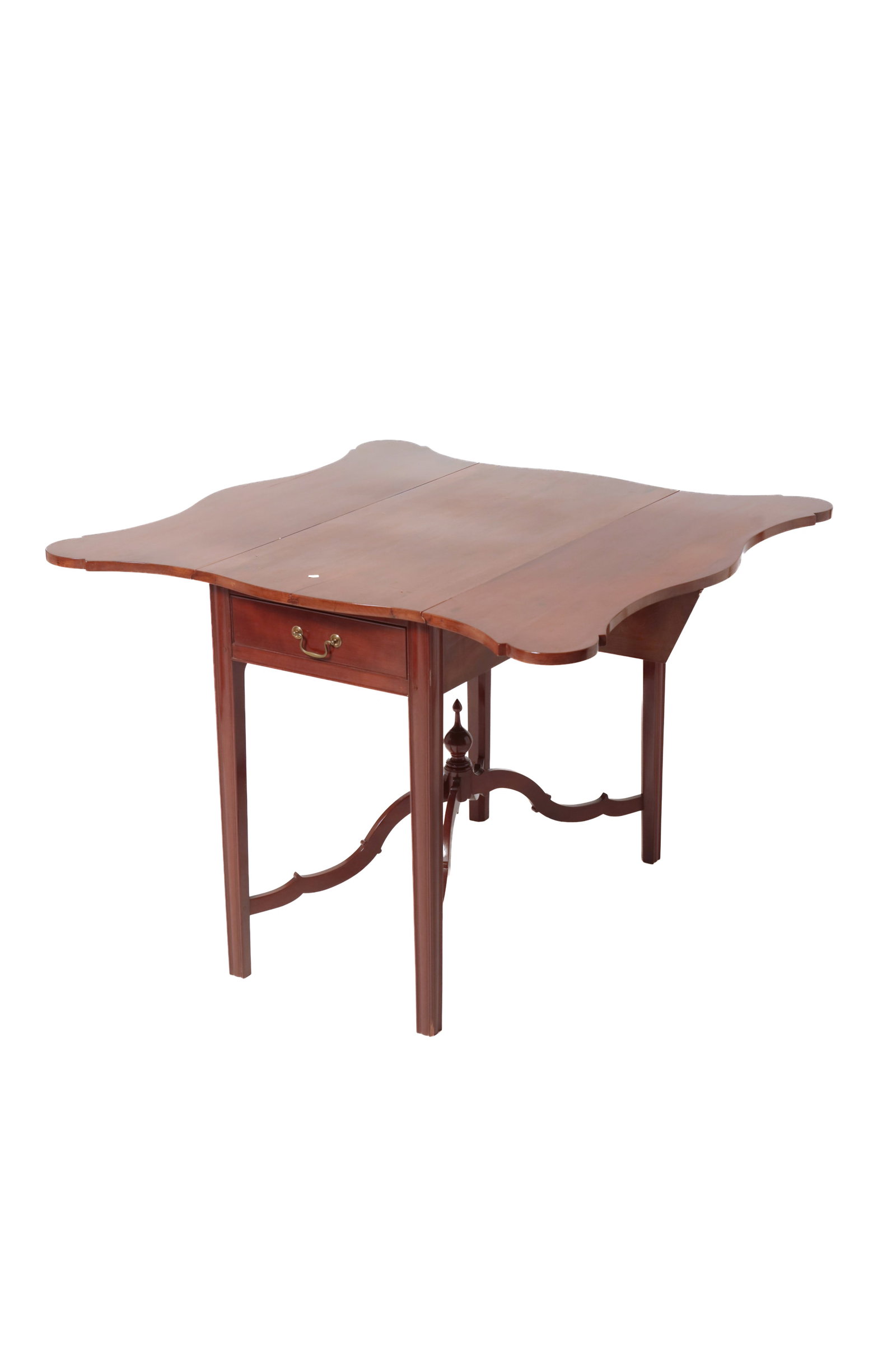 TRANSITIONAL TIGER MAPLE AND CHERRY PEMBROKE TABLE. - 6