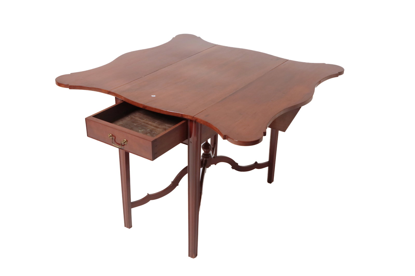 TRANSITIONAL TIGER MAPLE AND CHERRY PEMBROKE TABLE. - 7