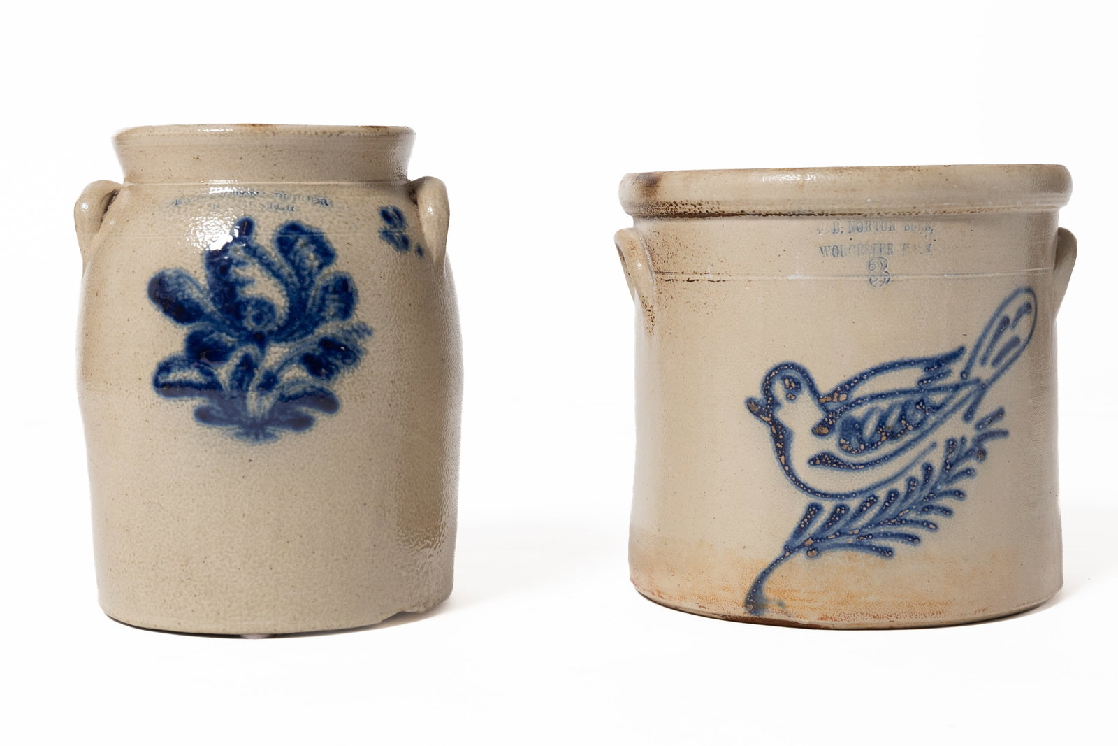 TWO COBALT-DECORATED STONEWARE VESSELS, INCLUDING F.B. NORTON & CO. (WORCESTER, MASSACHUSETTS) THREE (1 of 10)