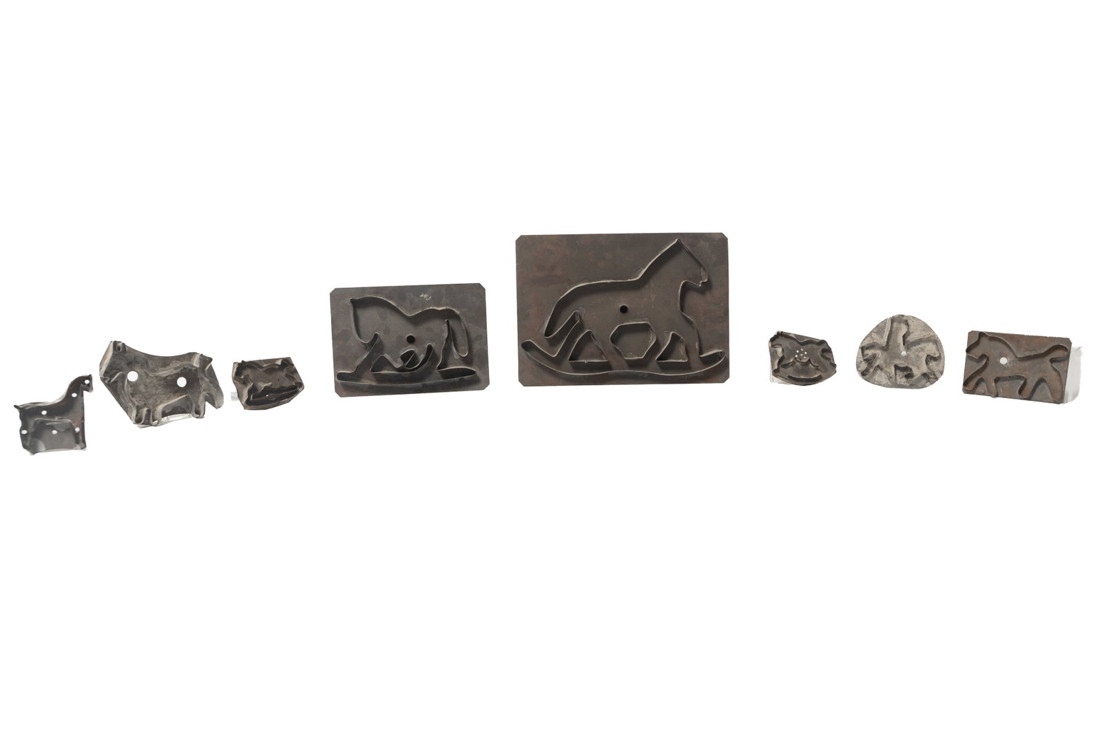 EIGHT TINSMITH-MADE HORSE COOKIE CUTTERS. (1 of 6)