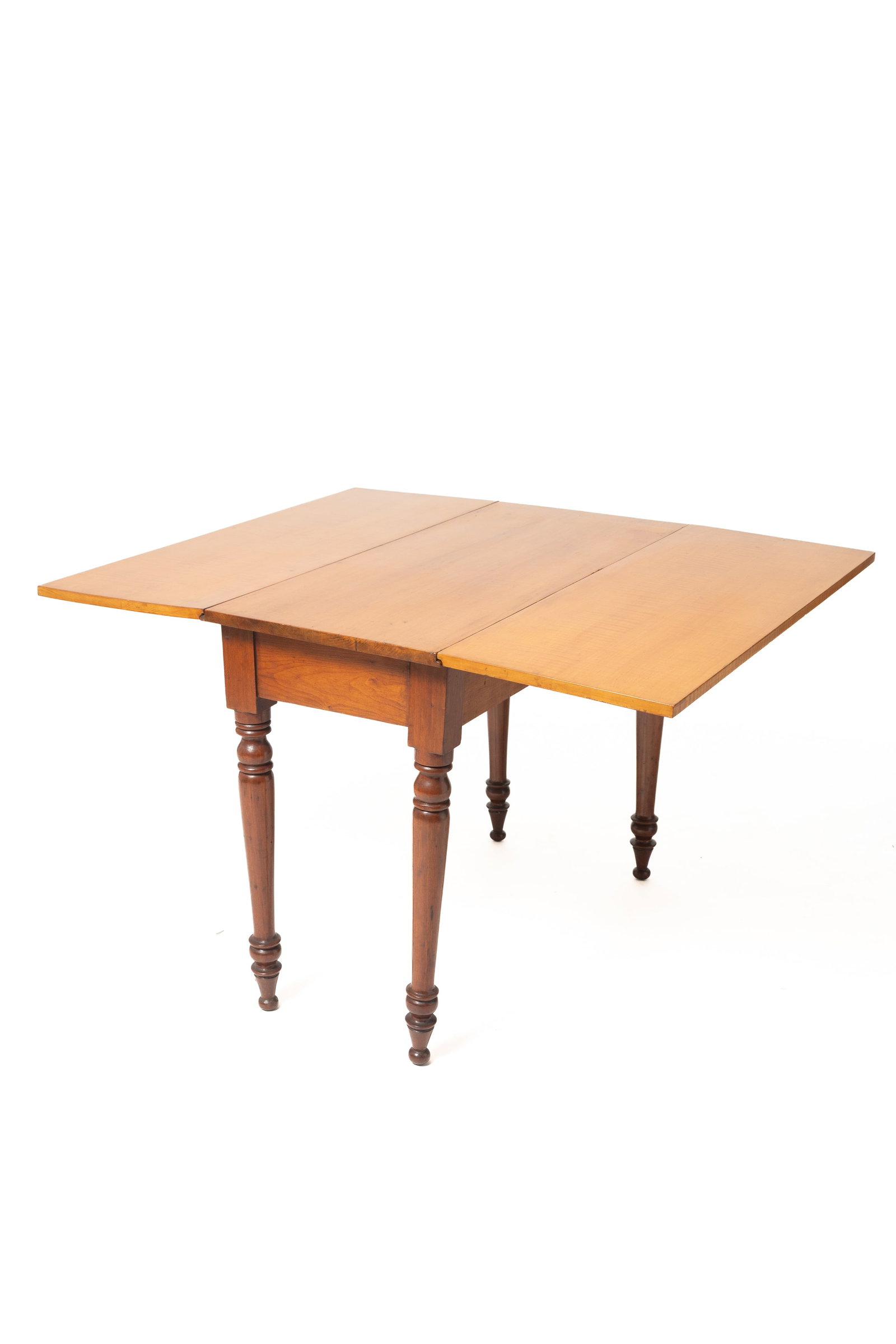 SHERATON TIGER MAPLE AND CHERRY DROP-LEAF TABLE. (1 of 6)