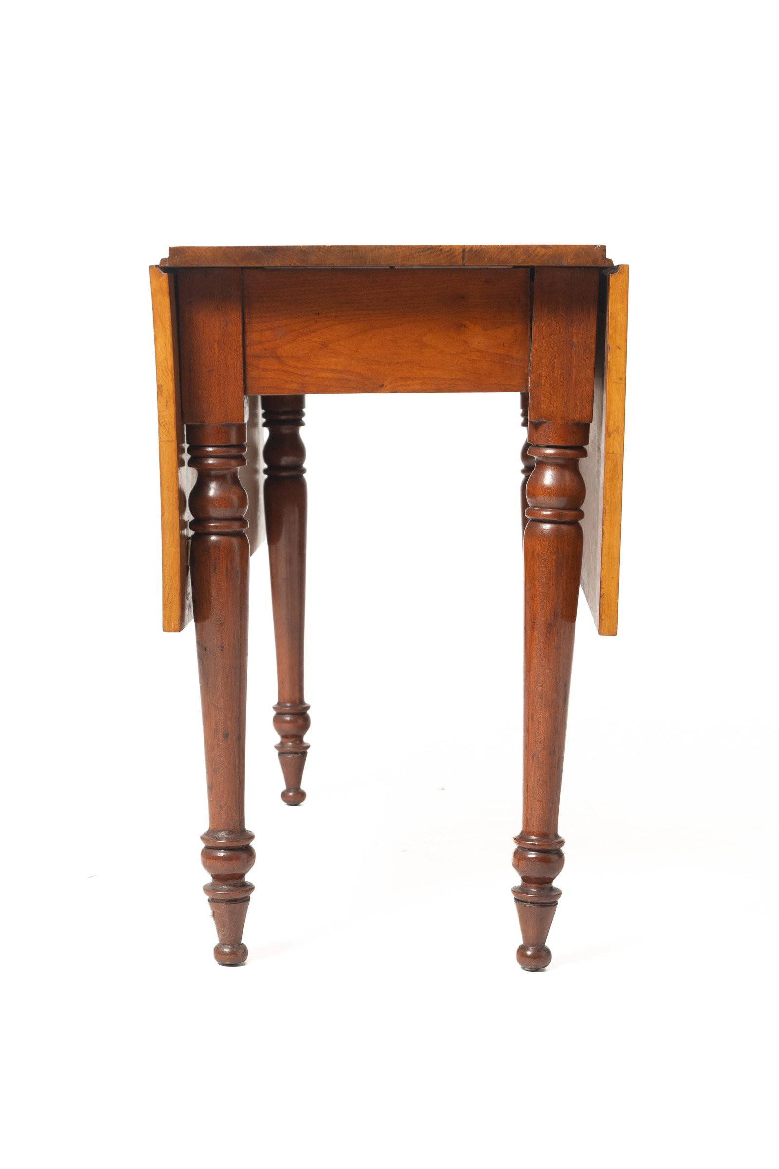 SHERATON TIGER MAPLE AND CHERRY DROP-LEAF TABLE. - 4