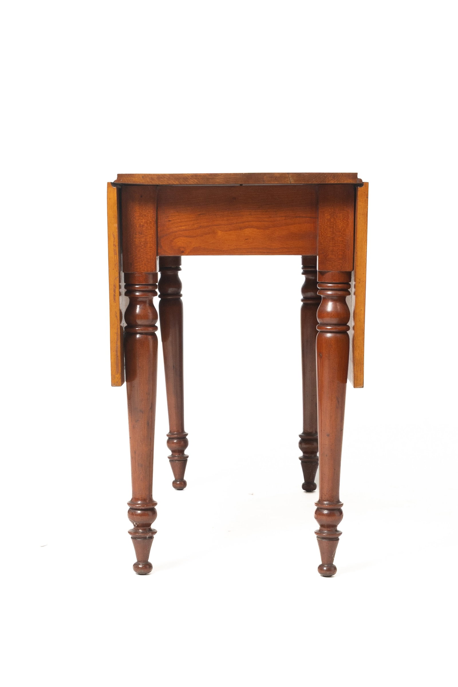 SHERATON TIGER MAPLE AND CHERRY DROP-LEAF TABLE. - 5