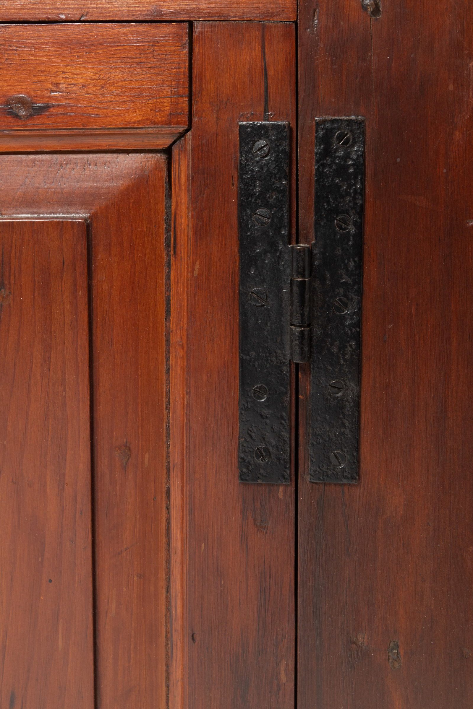 STEPBACK OPEN PEWTER CUPBOARD. - 8
