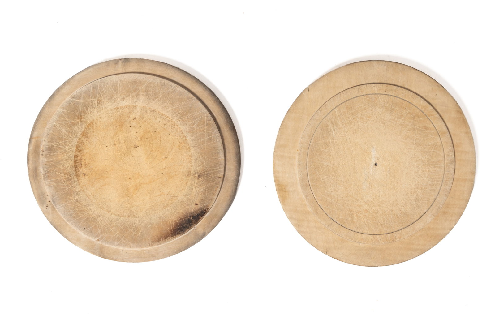 TWO CARVED BREAD PLATES. - 2
