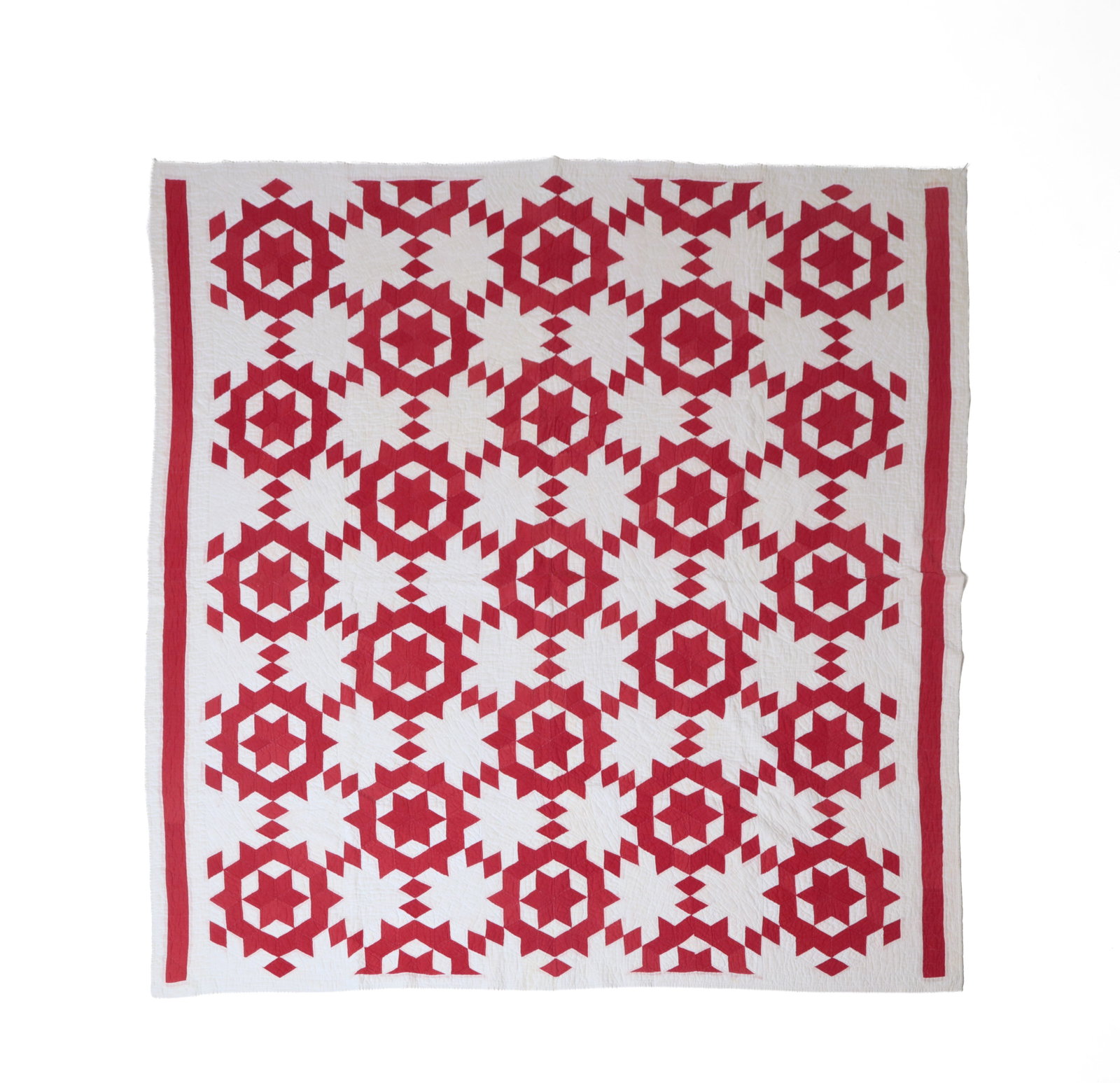 TENNESSEE RED AND WHITE "STAR MARINER" PIECED LINEN QUILT. (1 of 4)